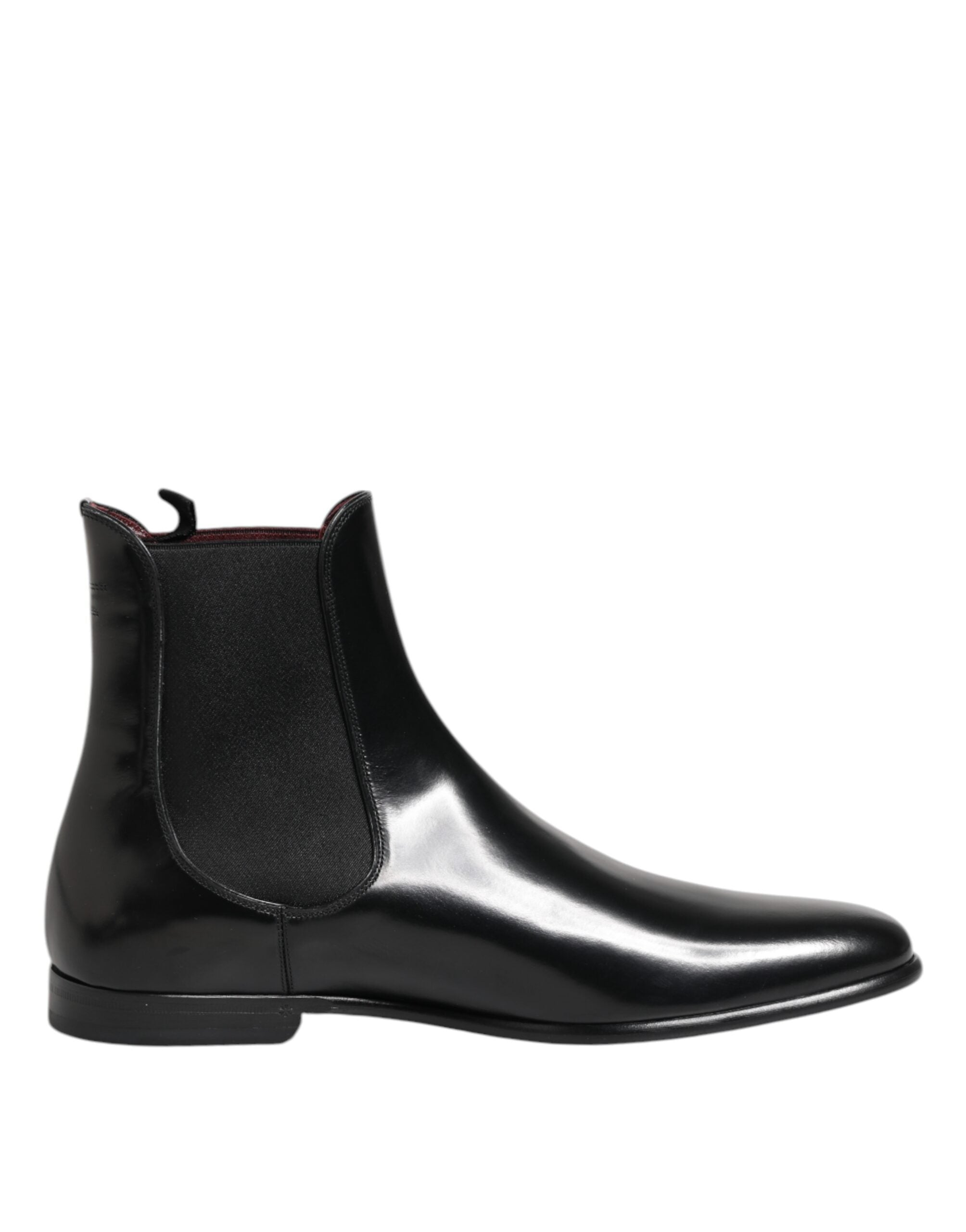 Dolce & Gabbana Black Leather Slip On Mid Calf Boots Shoes