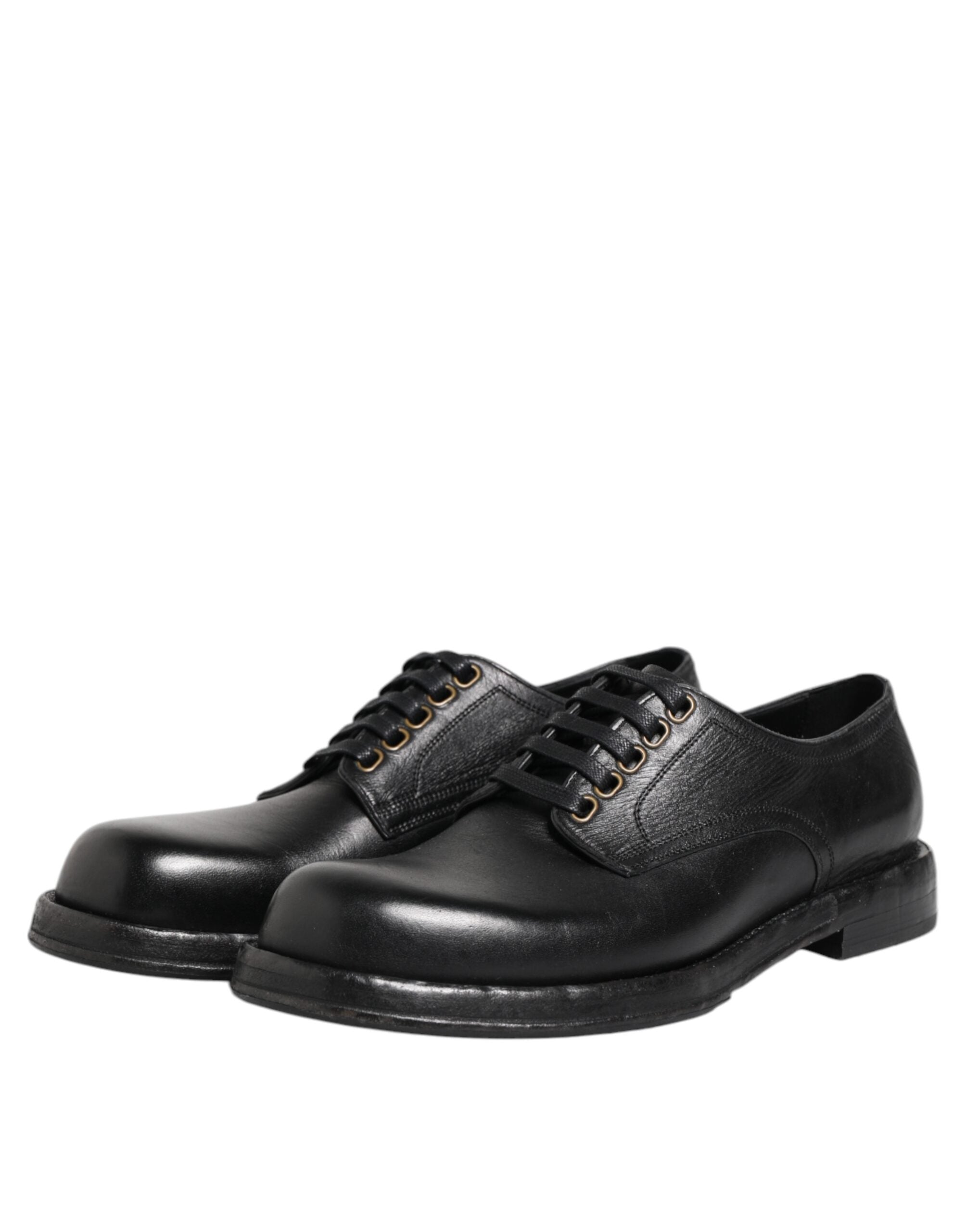 Dolce & Gabbana Black Leather Lace Up Derby Formal Shoes