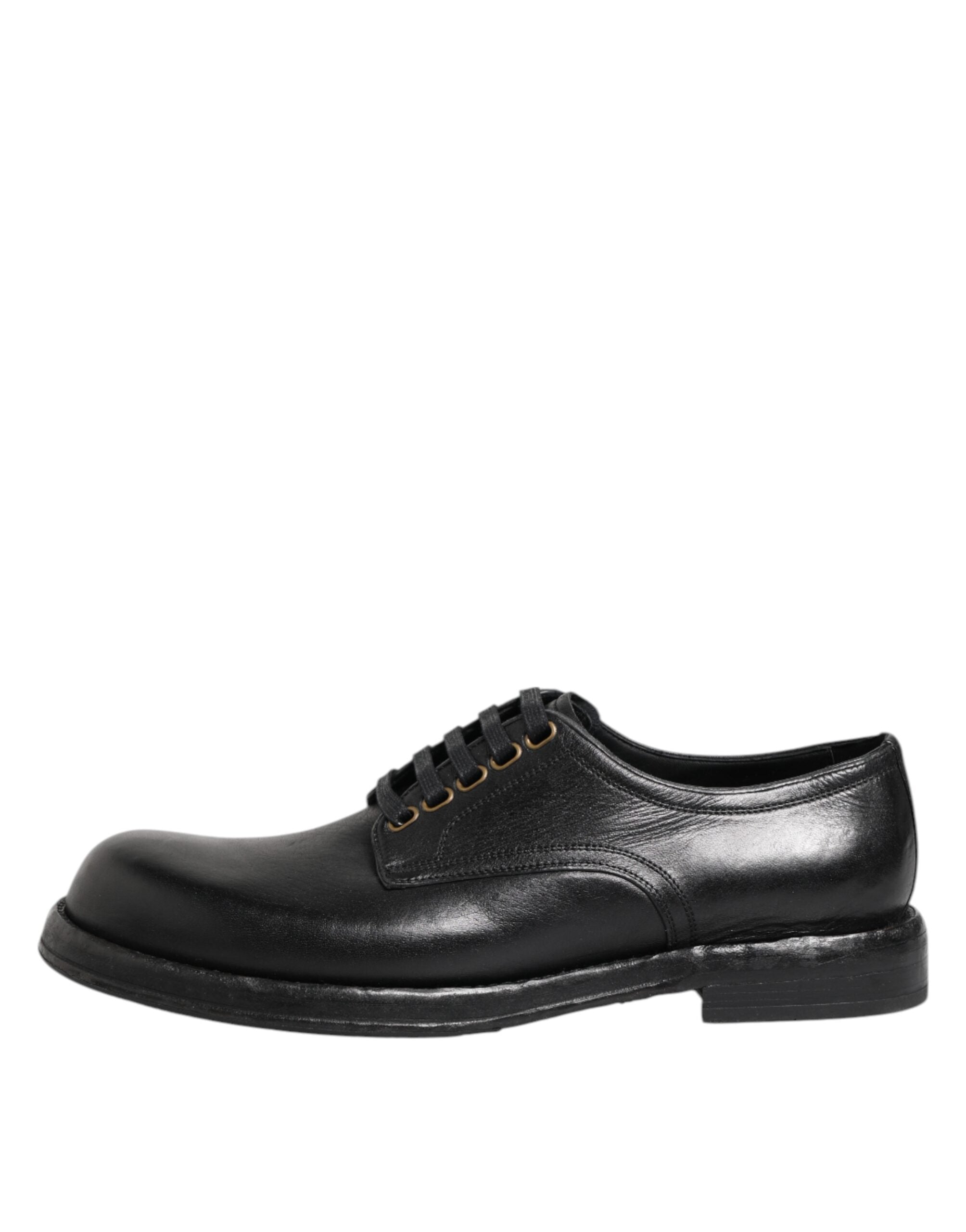 Dolce & Gabbana Black Leather Lace Up Derby Formal Shoes