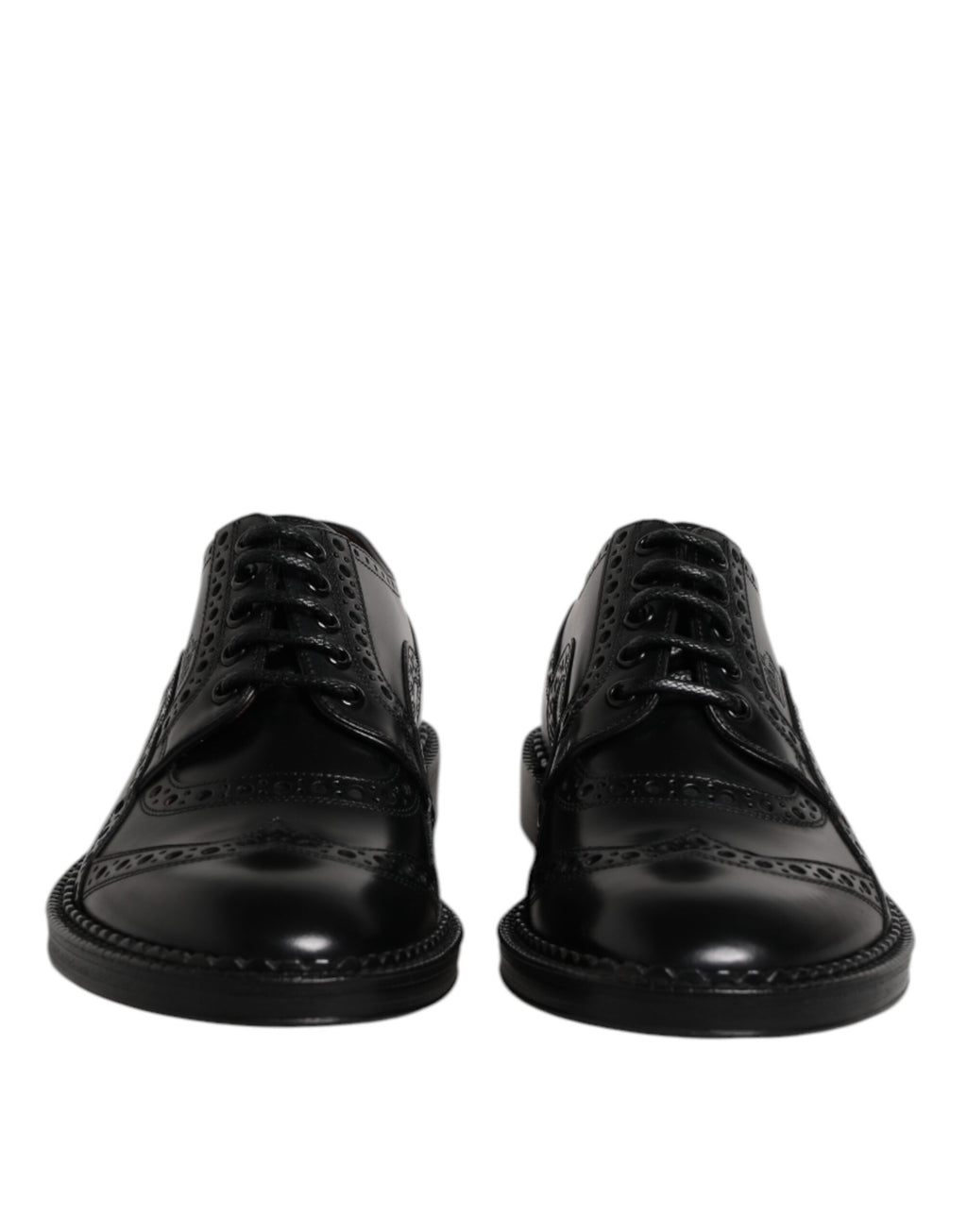Dolce & Gabbana Black Leather Lace Up Men Derby Formal Shoes