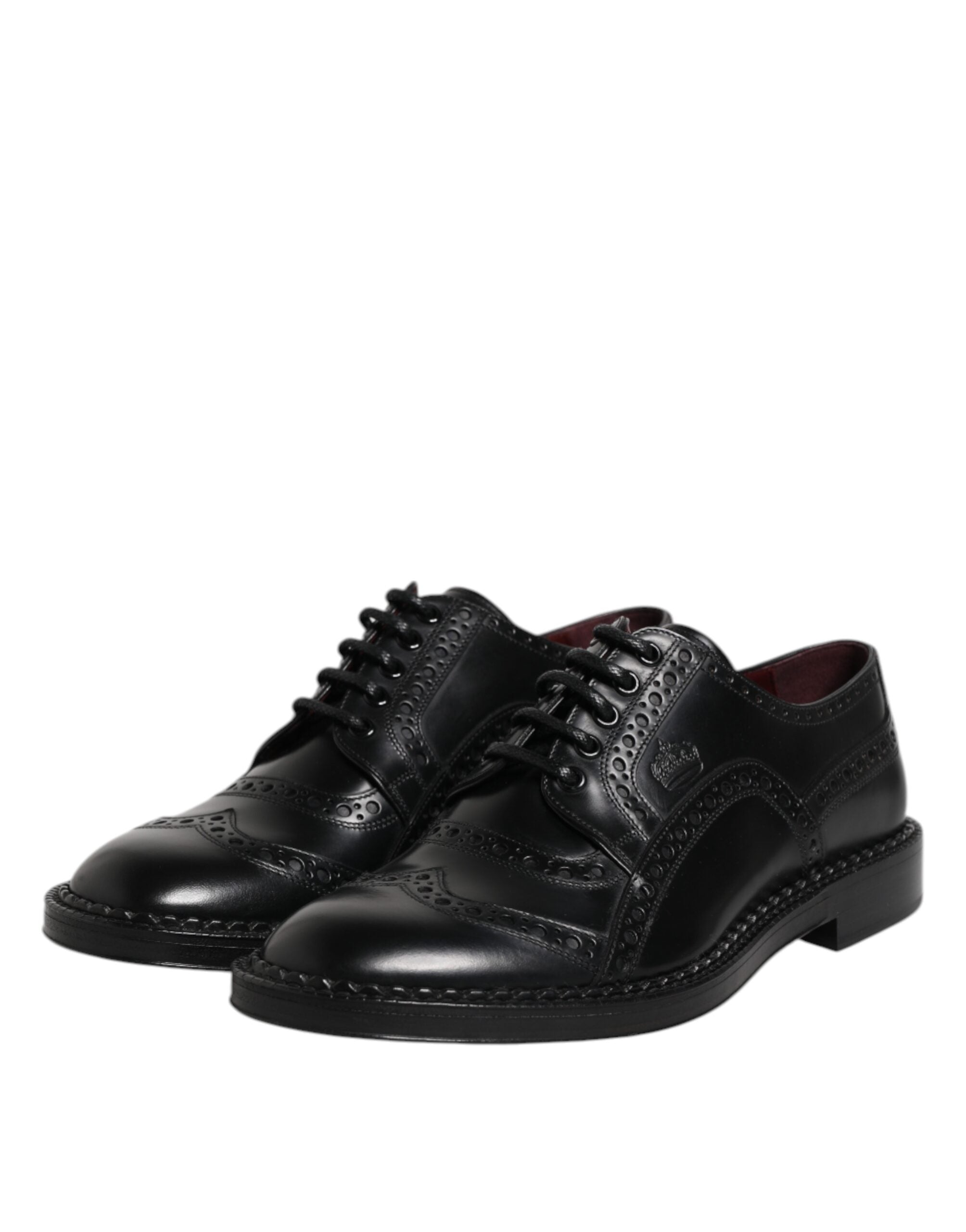 Dolce & Gabbana Black Leather Lace Up Men Derby Formal Shoes