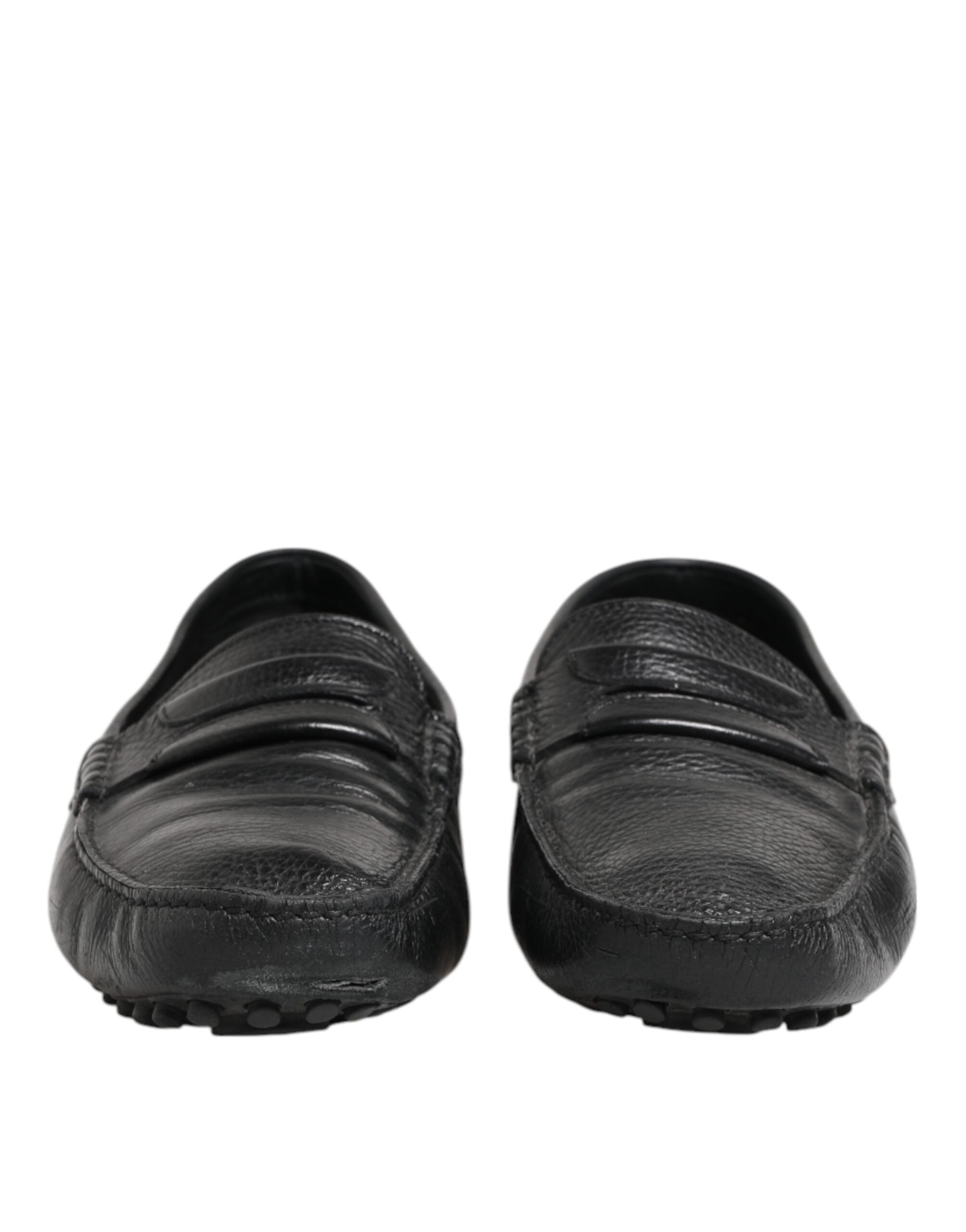 Dolce & Gabbana Black Leather Slip On Mocassin Loafer Shoes