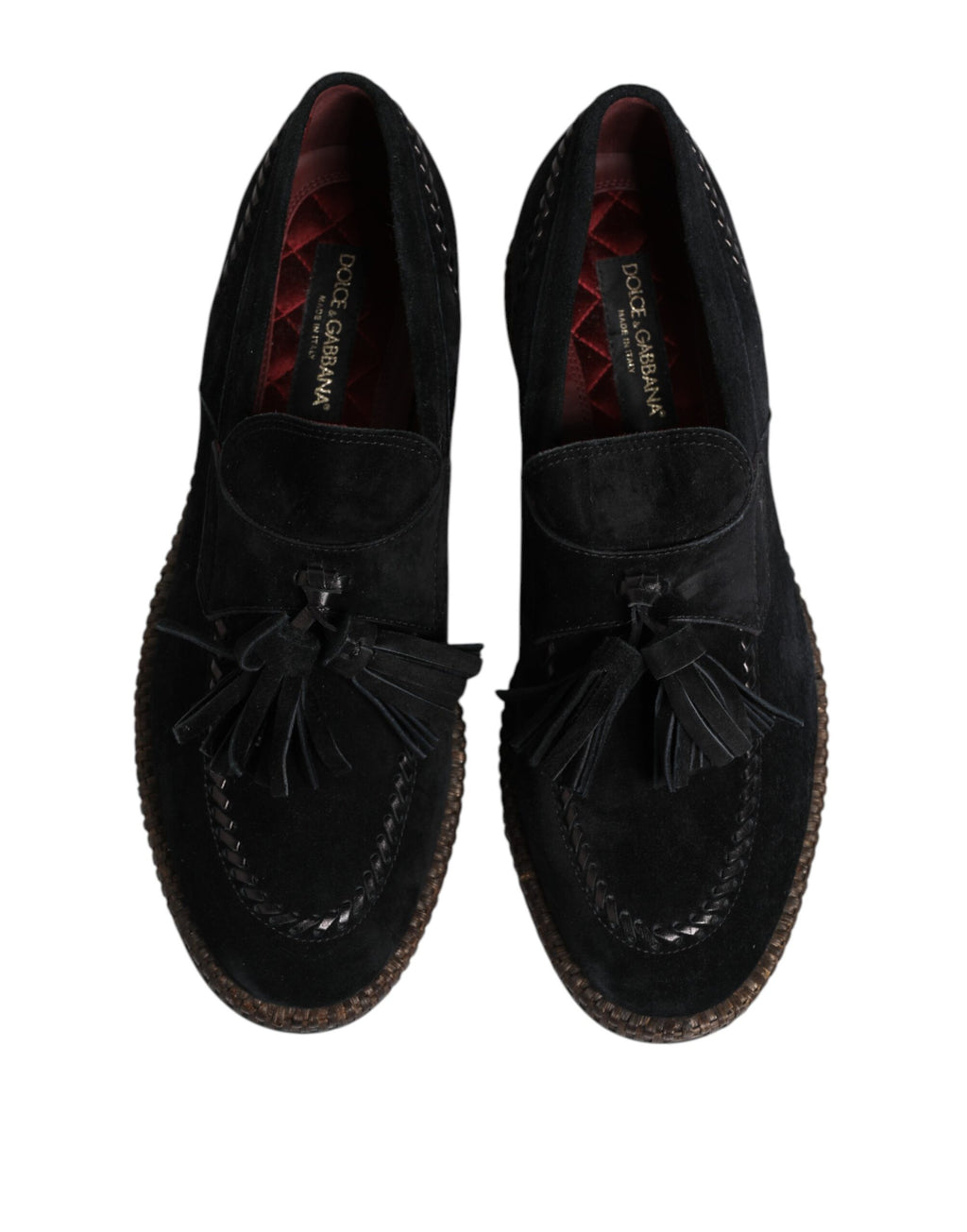 Dolce & Gabbana Black Suede Tassel Embellished Loafers Shoes