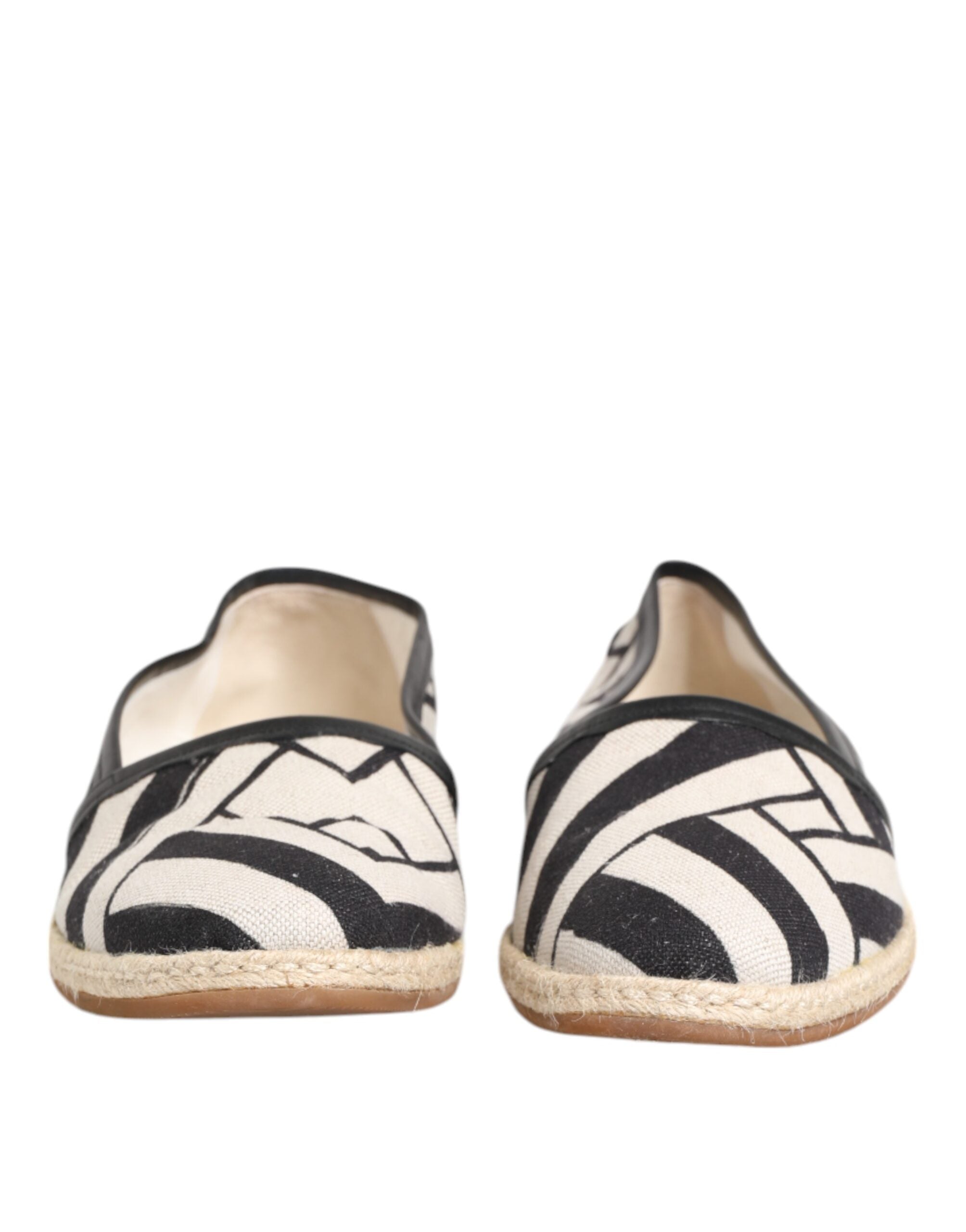 Dolce & Gabbana Black White Stripes Flat Espadrille Shoes