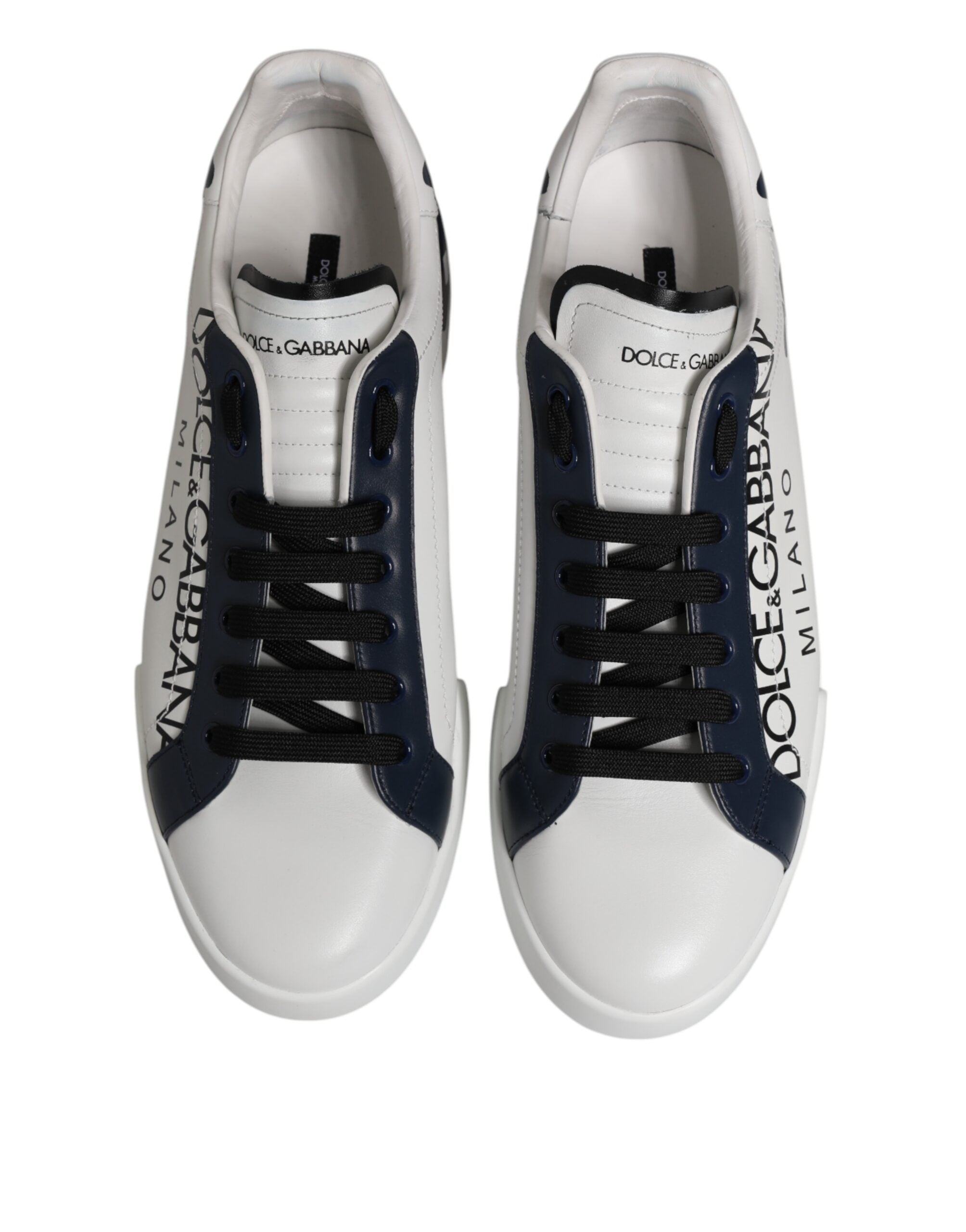 Dolce & Gabbana White Blue Crown Low Top Men Sneakers Shoes