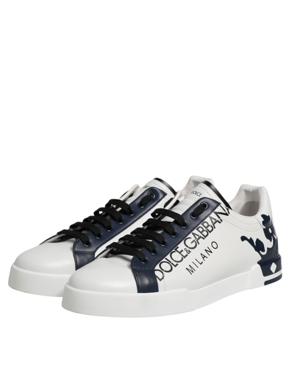 Dolce & Gabbana White Blue Crown Low Top Men Sneakers Shoes