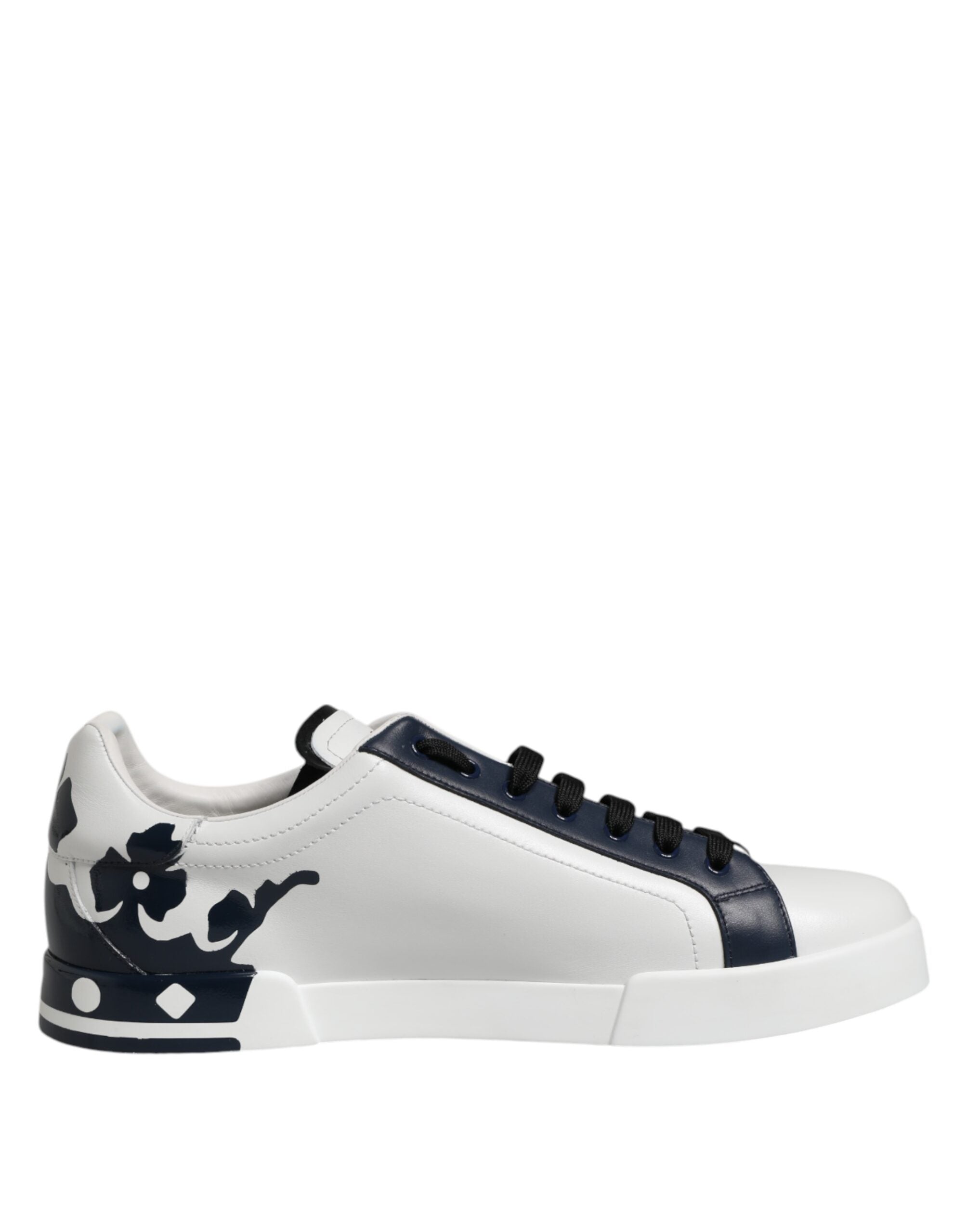 Dolce & Gabbana White Blue Crown Low Top Men Sneakers Shoes