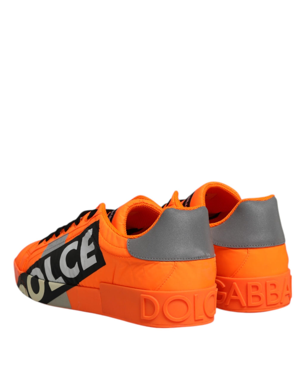 Dolce & Gabbana Orange Portofino Logo Tape Men Sneakers Shoes