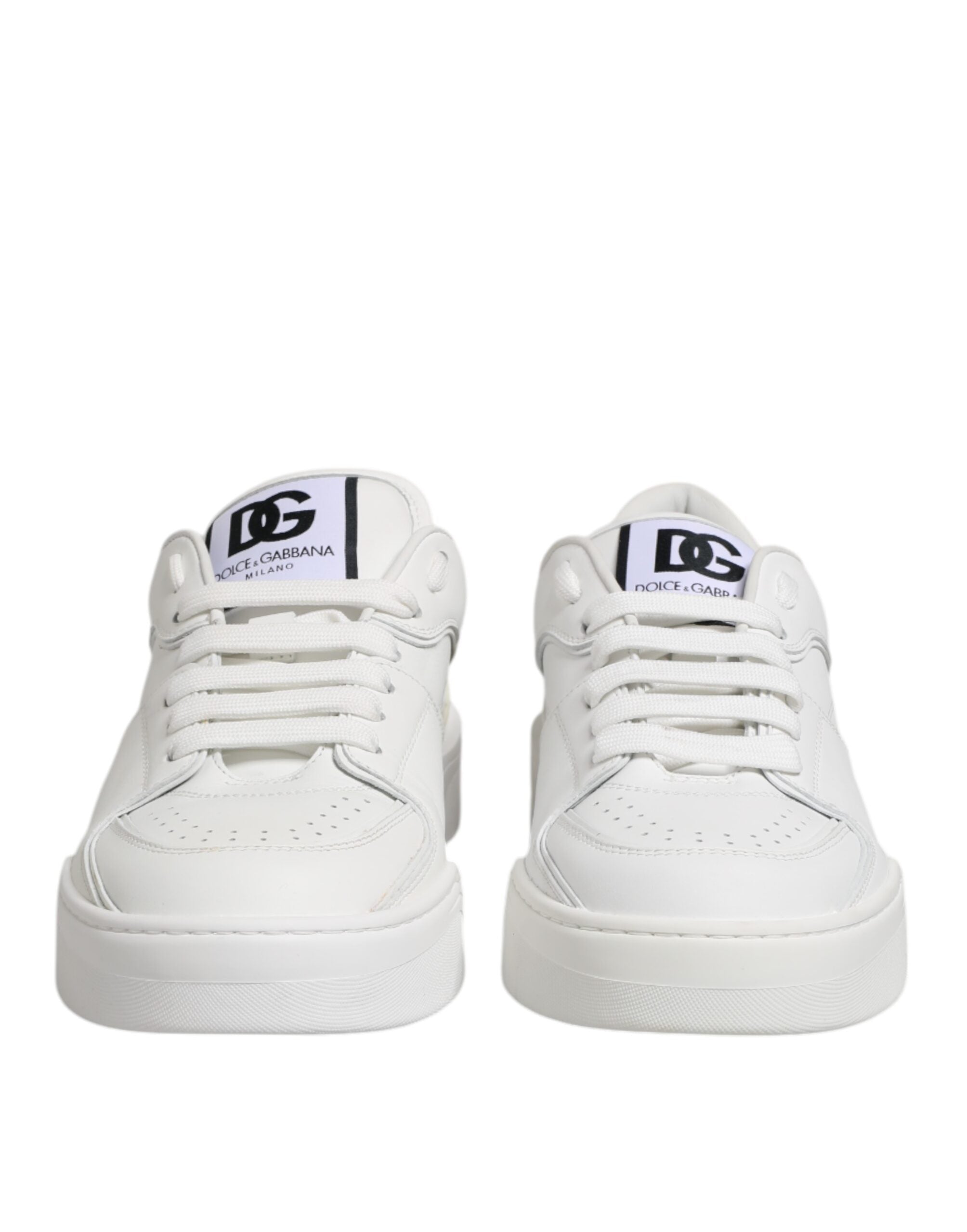 Dolce & Gabbana White Miami Leather Low Top Sneakers Shoes