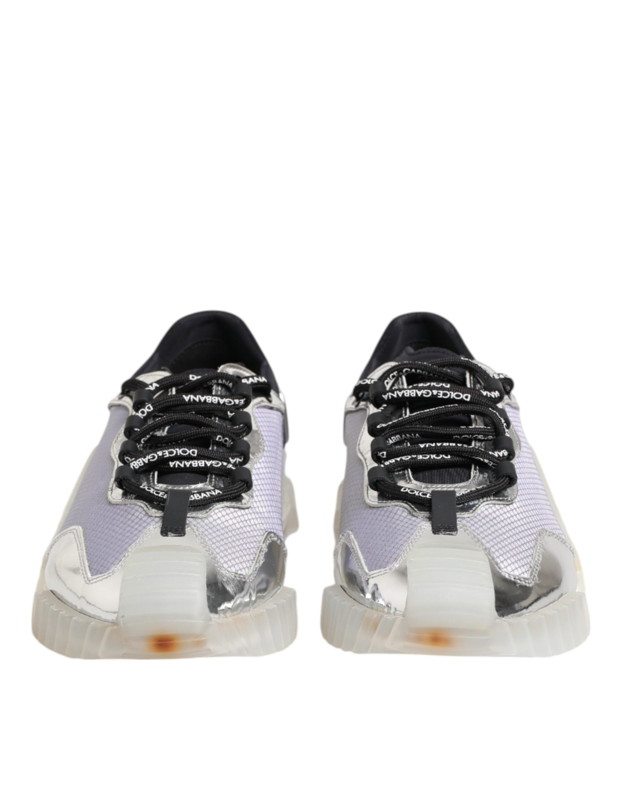 Dolce & Gabbana Silver Black Nylon NS1 Low Top Sneakers Shoes