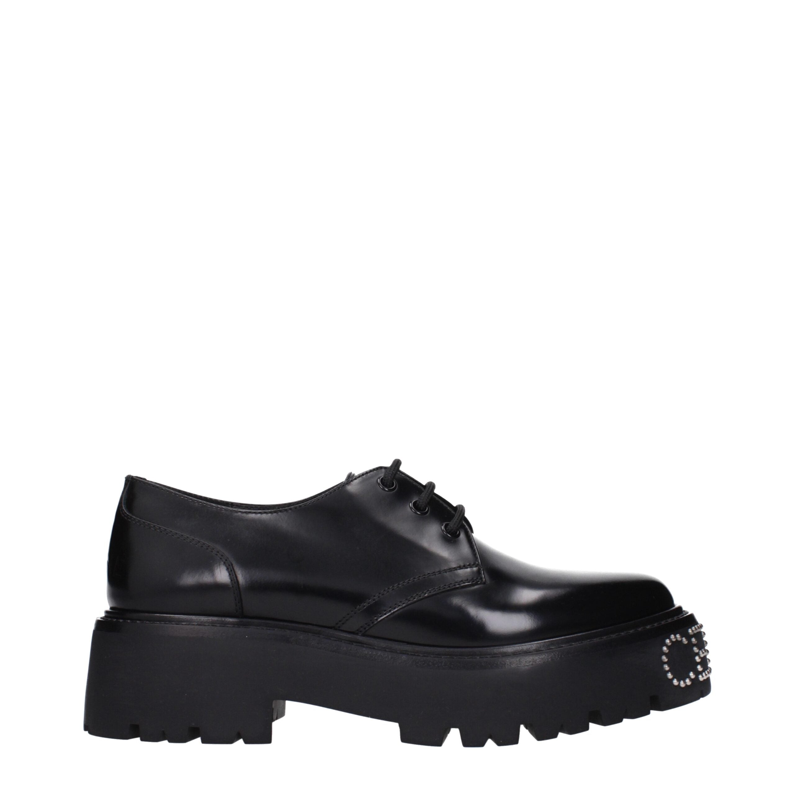 Celine Black Leather Oxfords And Derbies