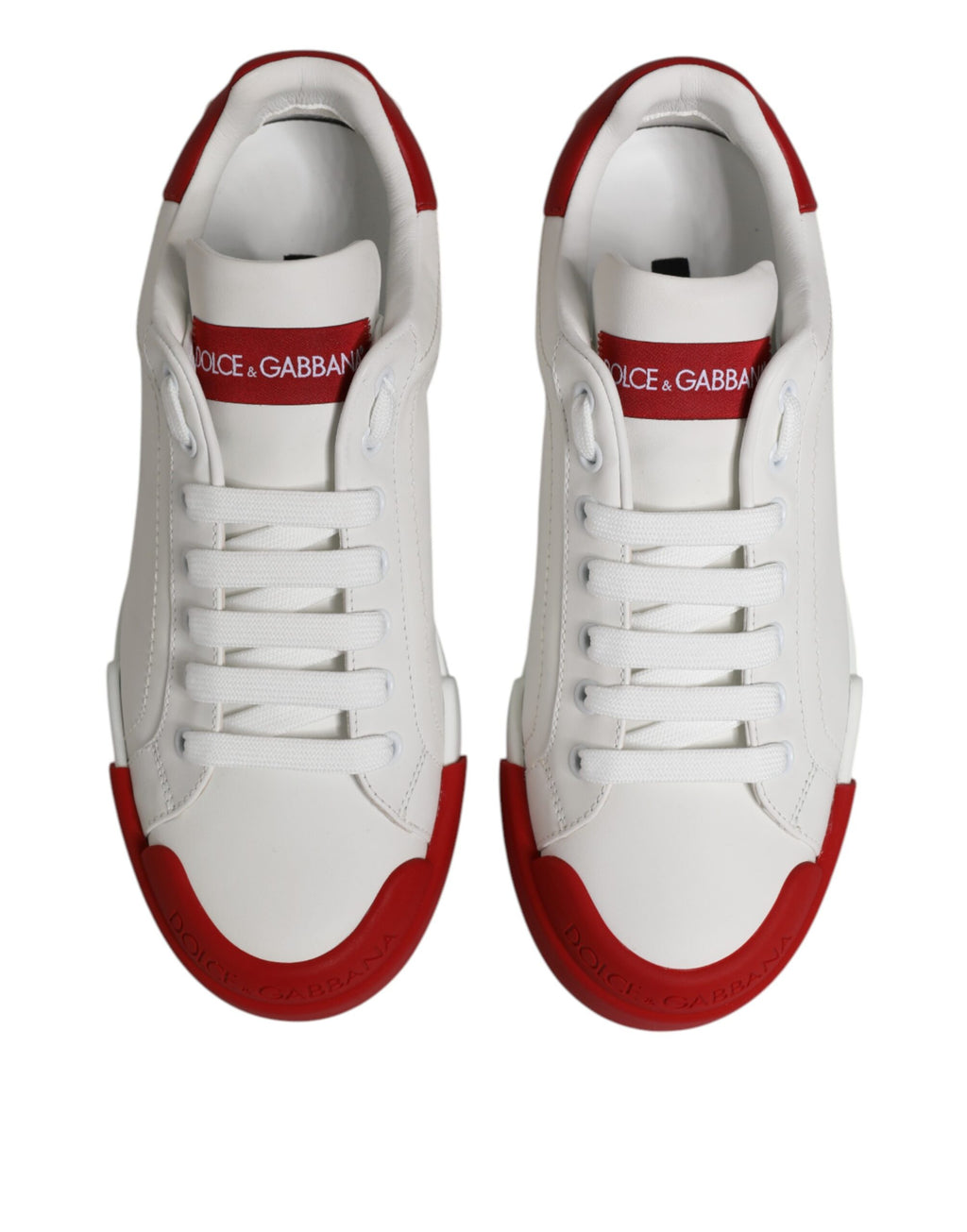 Dolce & Gabbana White Leather DG Logo Low Top Sneakers Shoes