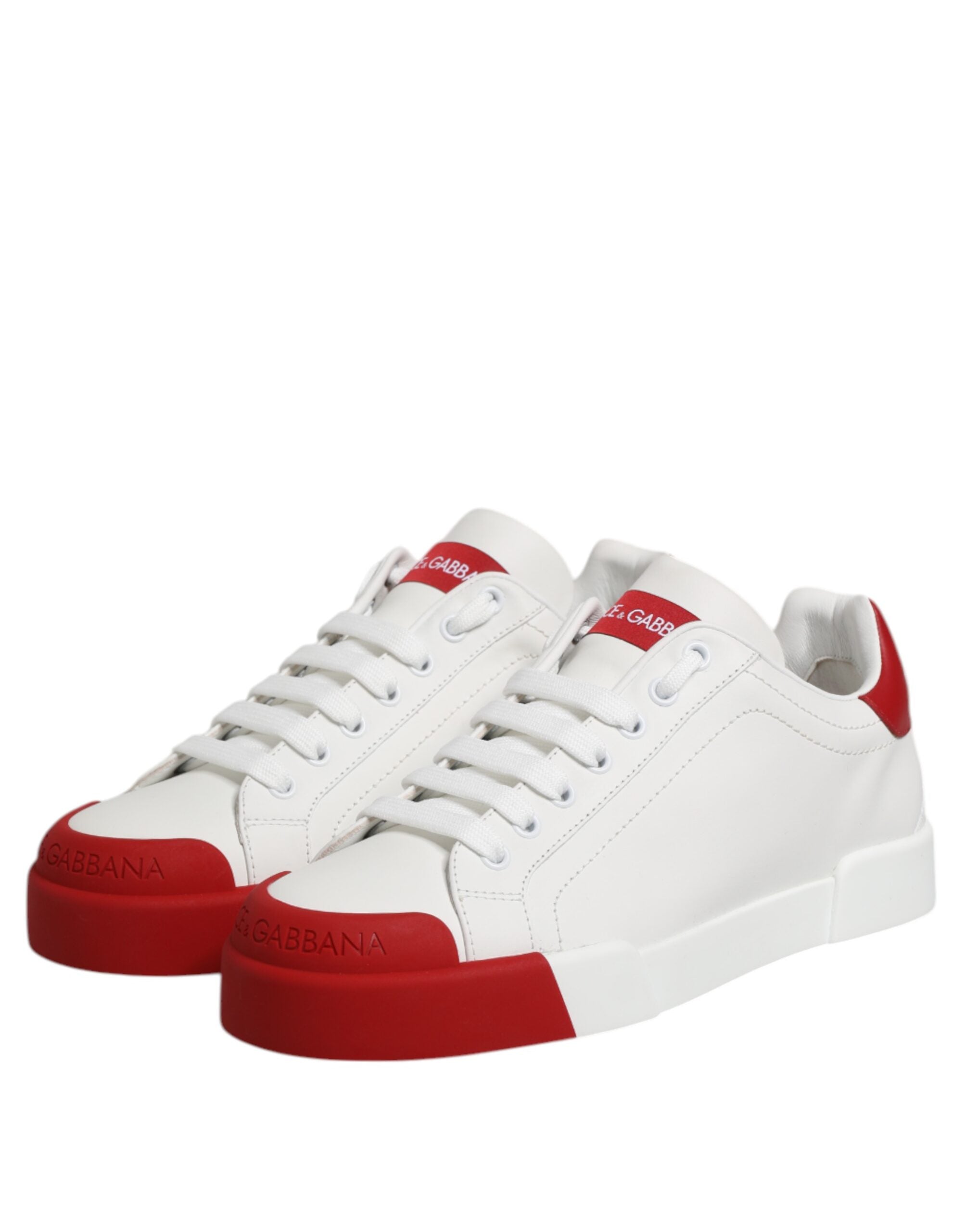 Dolce & Gabbana White Leather DG Logo Low Top Sneakers Shoes