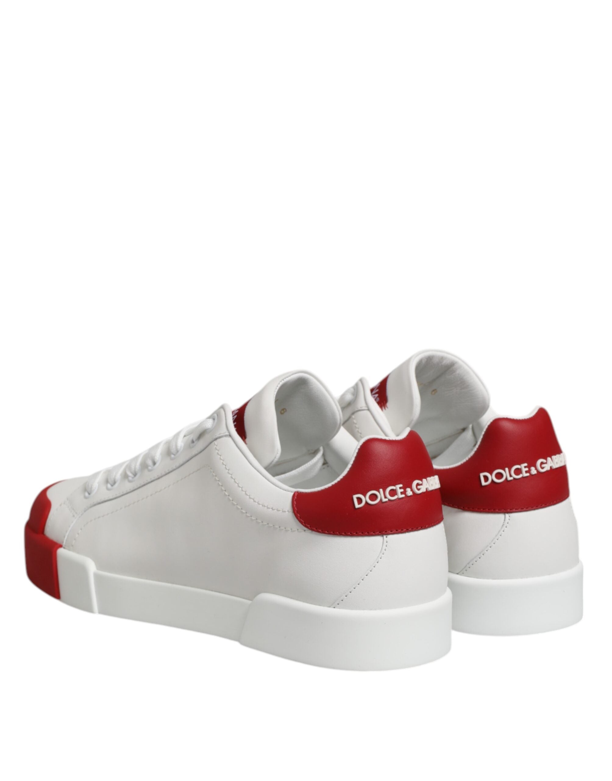Dolce & Gabbana White Leather DG Logo Low Top Sneakers Shoes