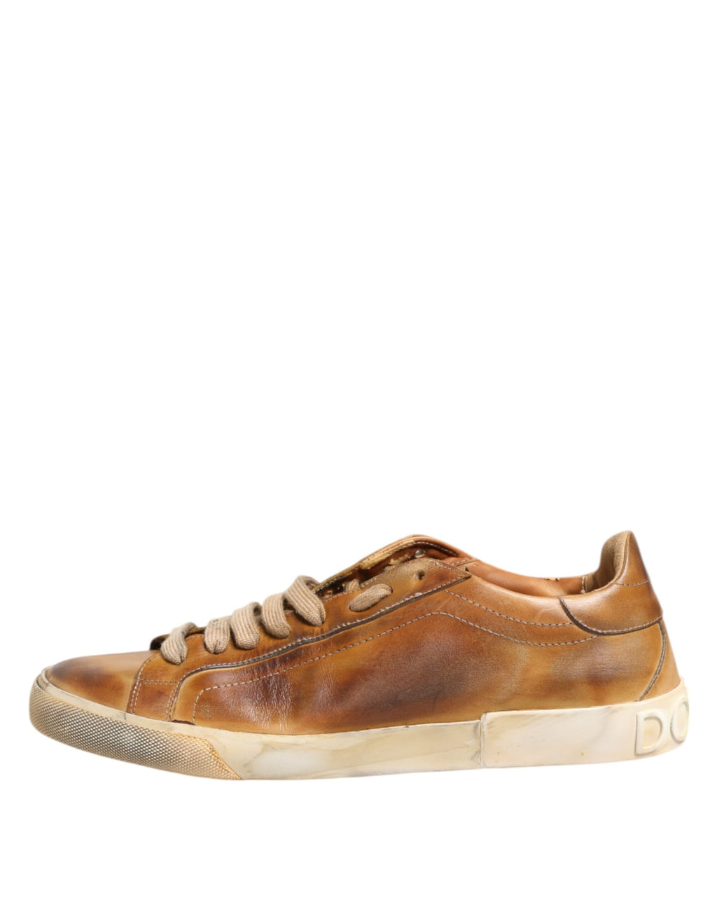 Dolce & Gabbana Brown Leather Low Top Men Sneakers Shoes