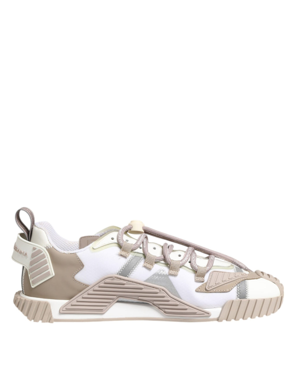 Dolce & Gabbana White Beige Leather Low Top NS1 Sneakers Shoes