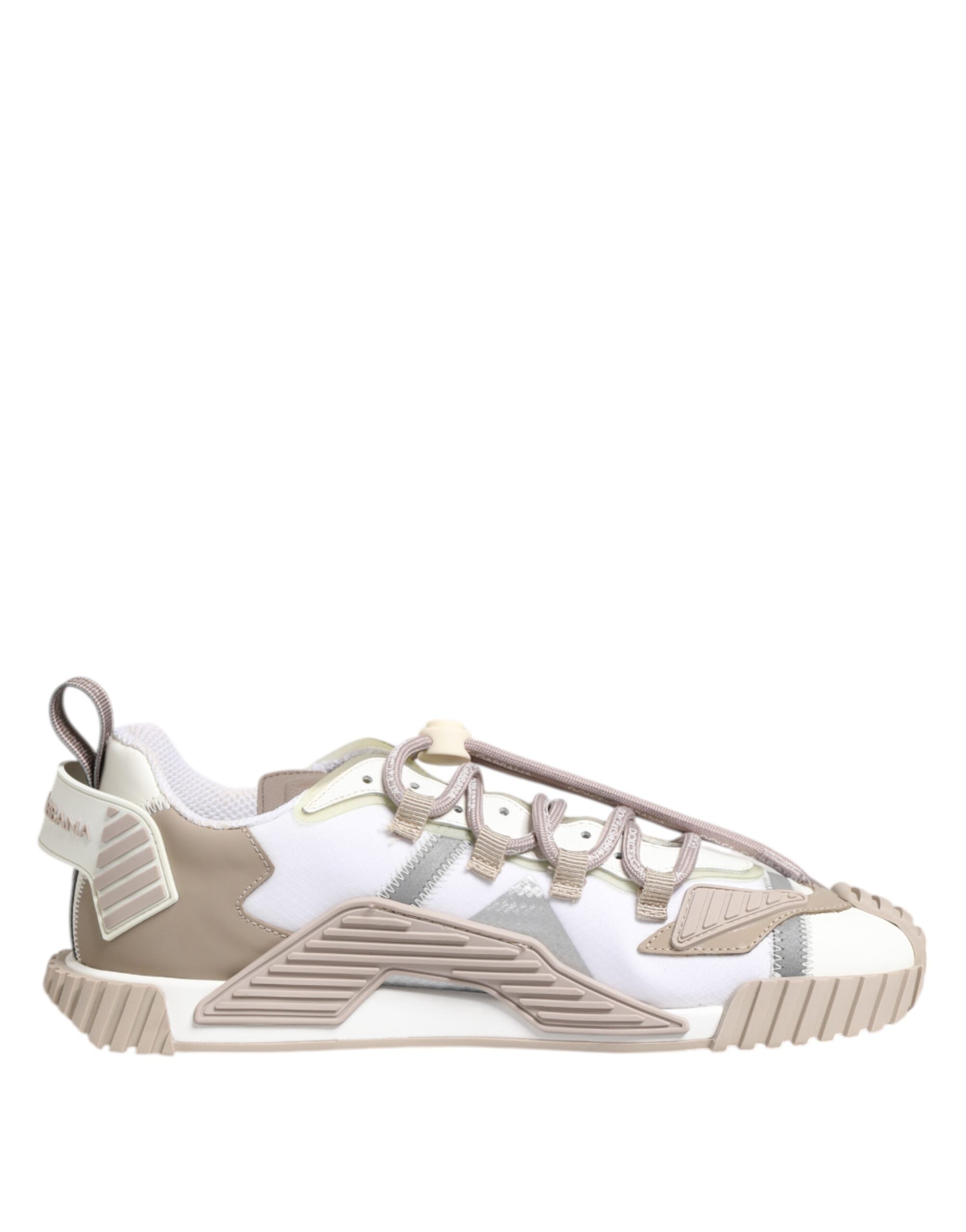 Dolce & Gabbana White Beige Leather Low Top NS1 Sneakers Shoes