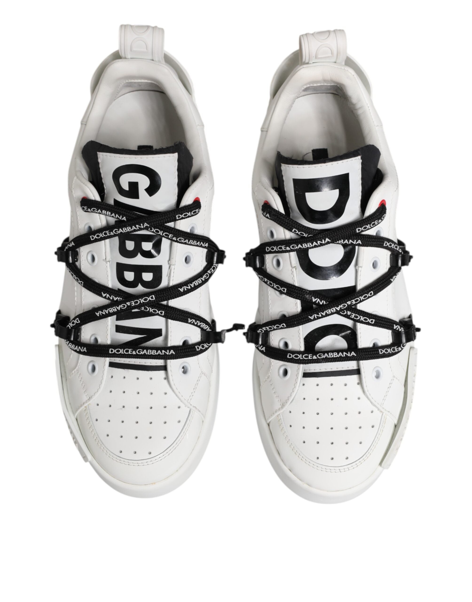 Dolce & Gabbana White Leather Lace Up Men Sneakers Shoes