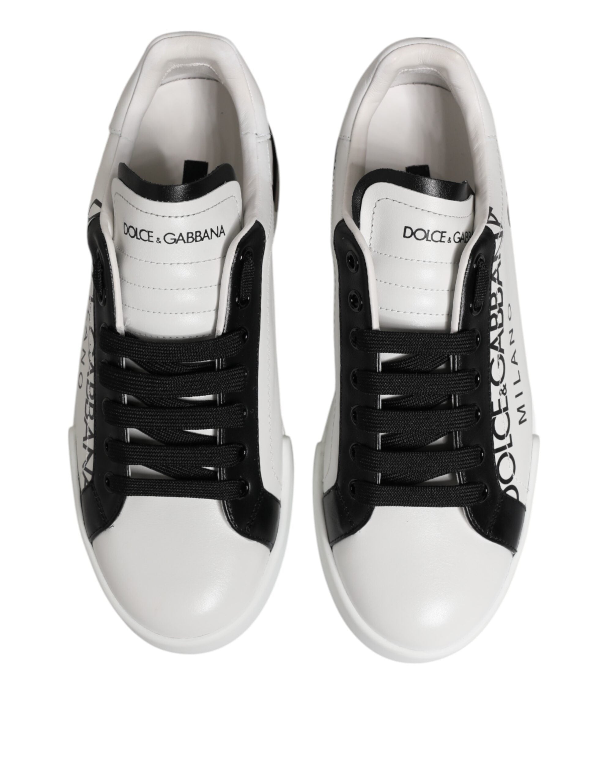 Dolce & Gabbana White Black Crown Low Top Men Sneakers Shoes