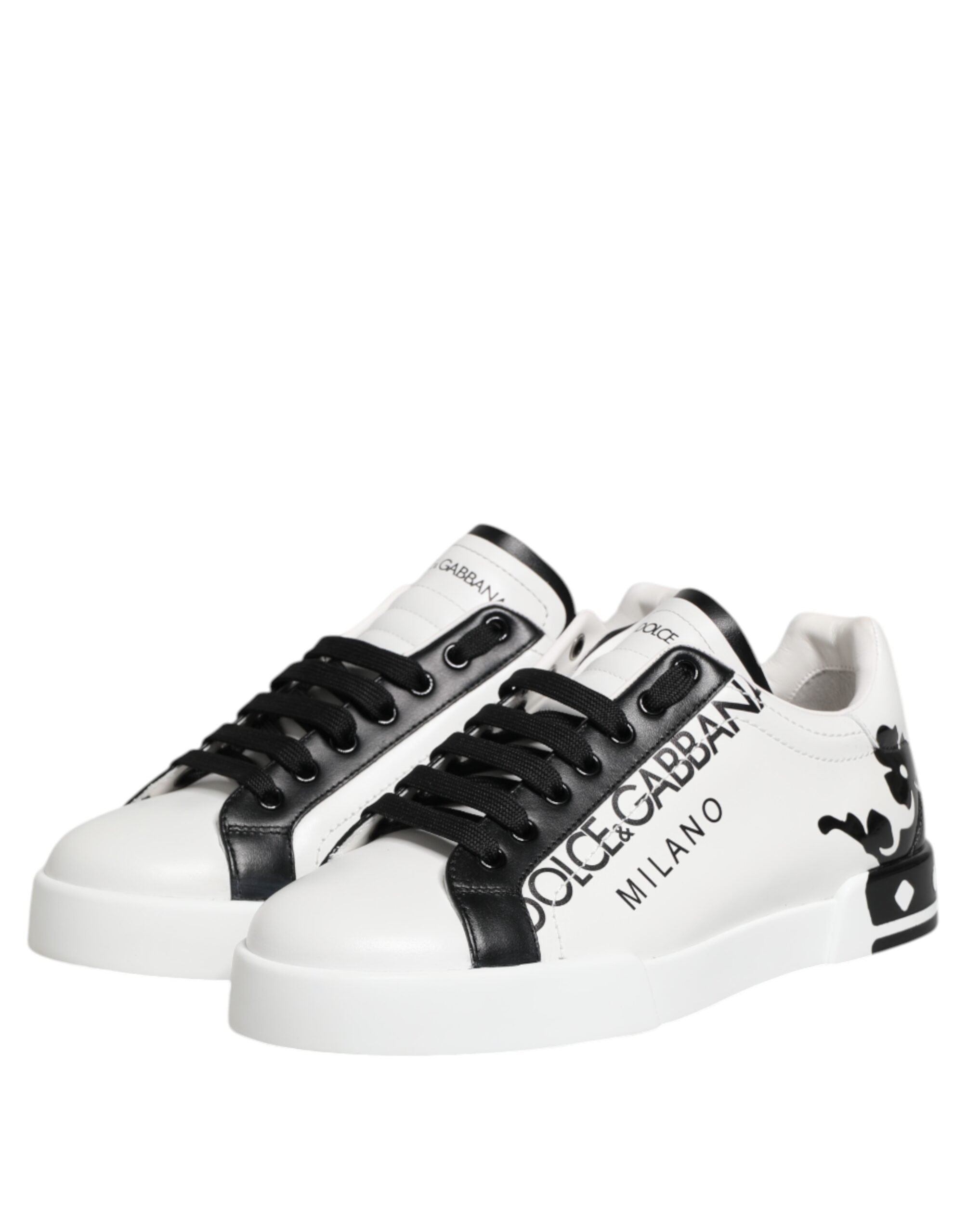 Dolce & Gabbana White Black Crown Low Top Men Sneakers Shoes