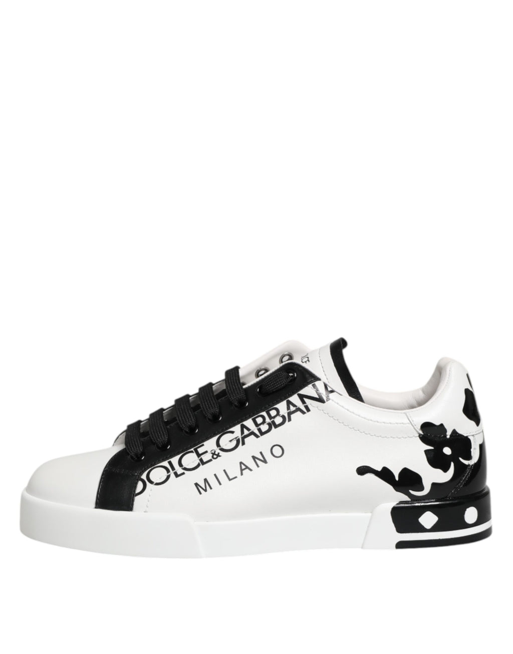 Dolce & Gabbana White Black Crown Low Top Men Sneakers Shoes