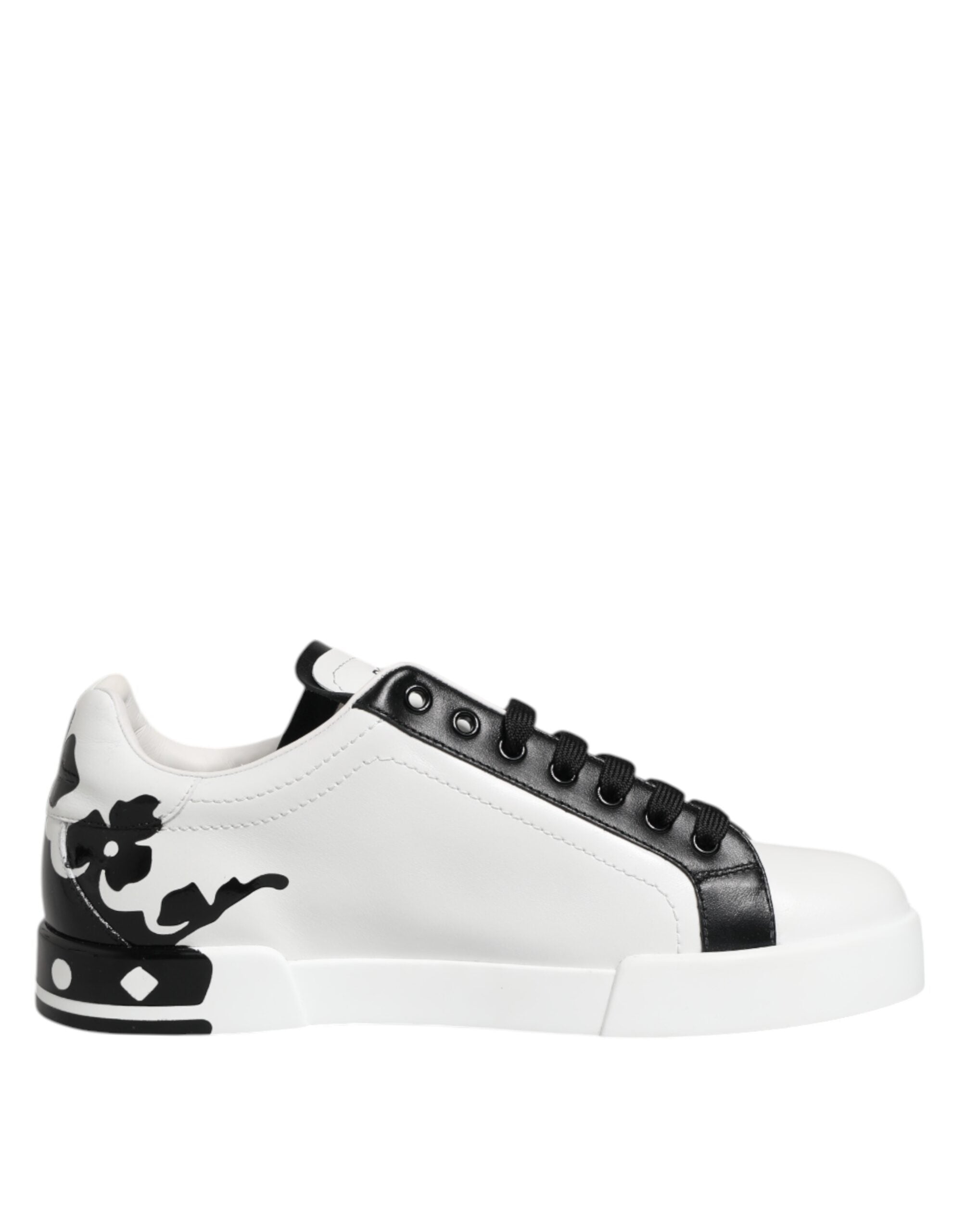Dolce & Gabbana White Black Crown Low Top Men Sneakers Shoes