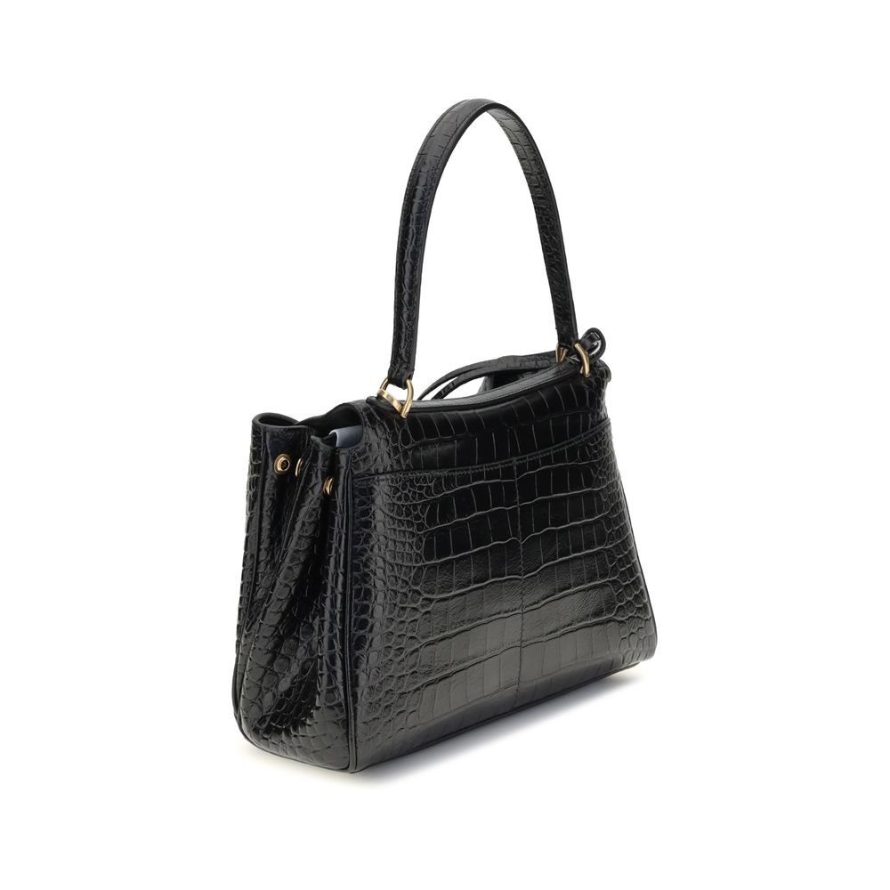 Balenciaga Rodeo Shoulder Bag in crocodile-print leather