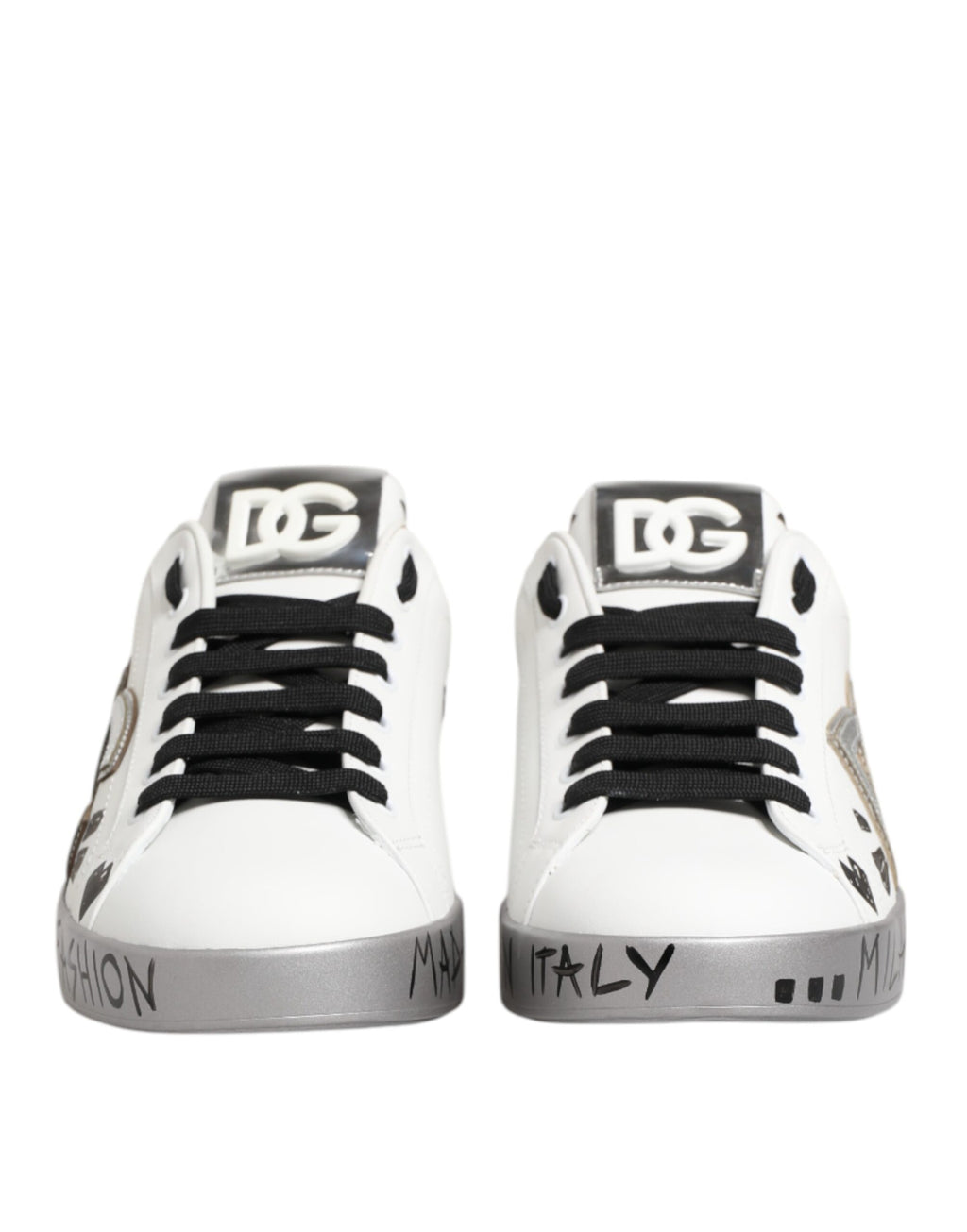 Dolce & Gabbana White Crystal Logo Portofino Sneakers Shoes