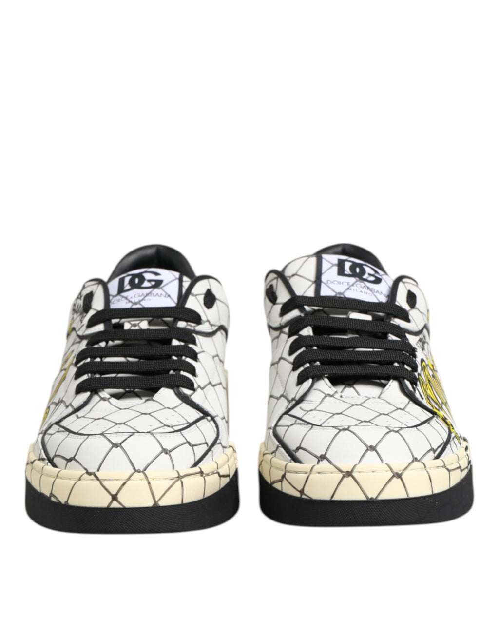 Dolce & Gabbana White Logo Print Low Top Men Sneakers Shoes