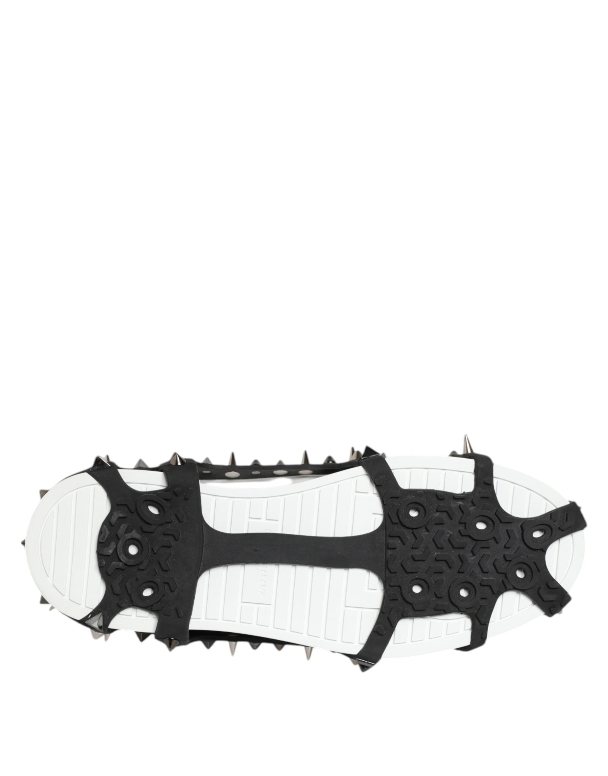 Dolce & Gabbana White Black Studded Low Top Sneakers Shoes