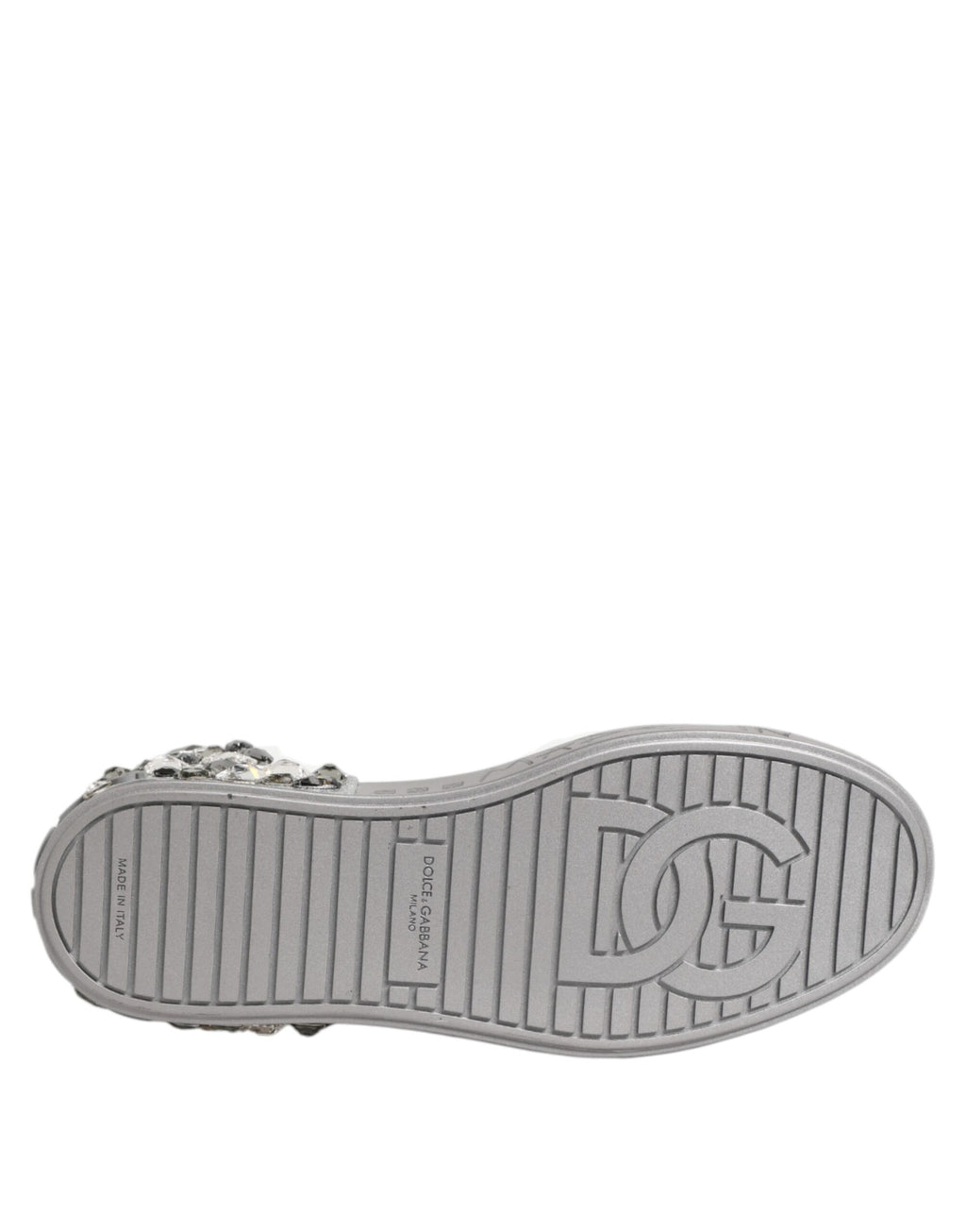 Dolce & Gabbana White Leather Crystal Portofino Sneakers Shoes