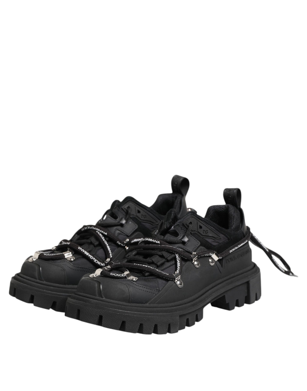 Dolce & Gabbana Black Low Top Lace Up Trekking Sneakers Shoes
