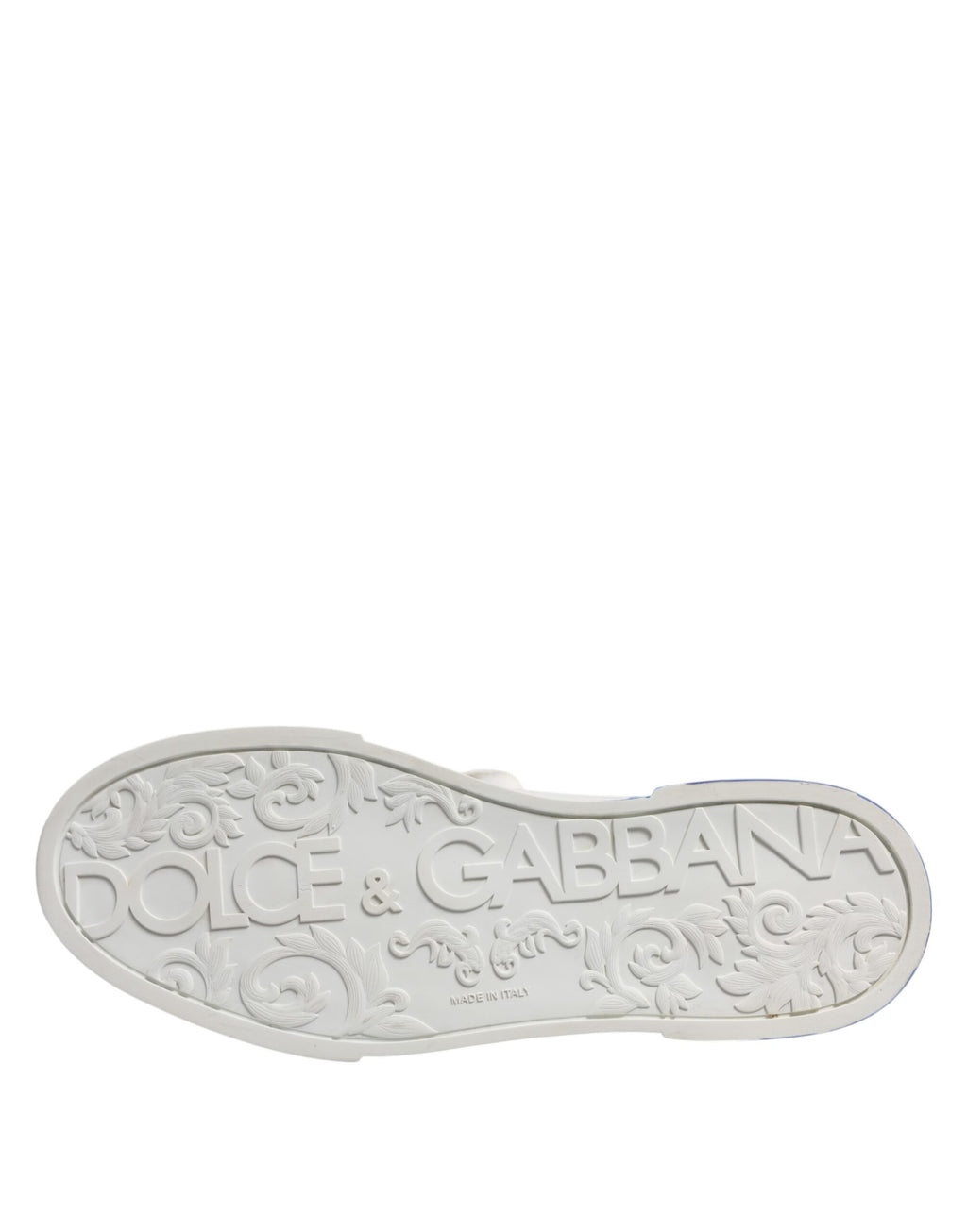 Dolce & Gabbana White Blue Leather Logo Low Top Sneakers Shoes