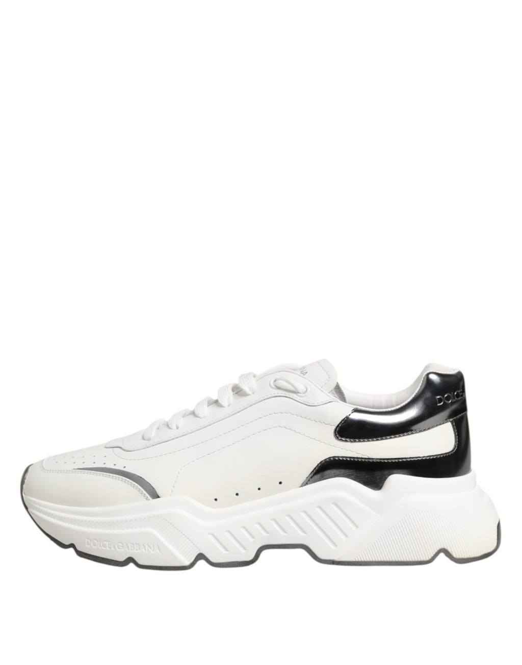 Dolce & Gabbana White Silver DAYMASTER Leather Sneakers Shoes