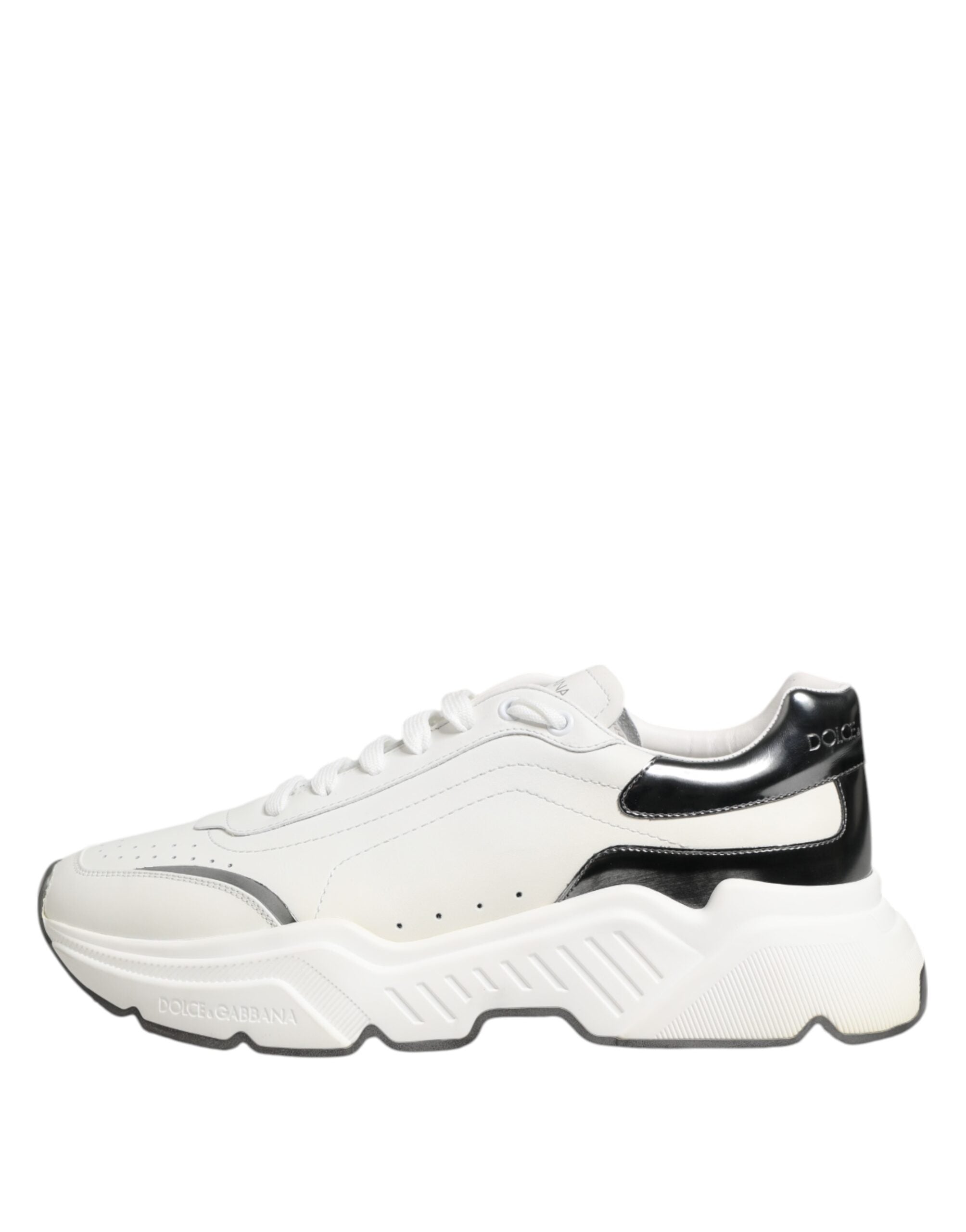 Dolce & Gabbana White Silver DAYMASTER Leather Sneakers Shoes