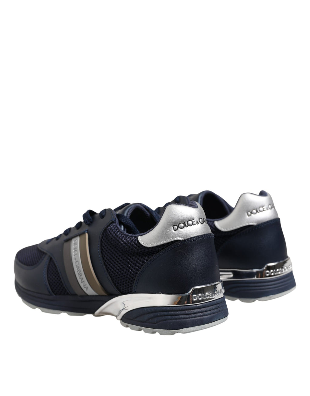 Dolce & Gabbana Blue Leather Logo Low Top Men Sneakers Shoes