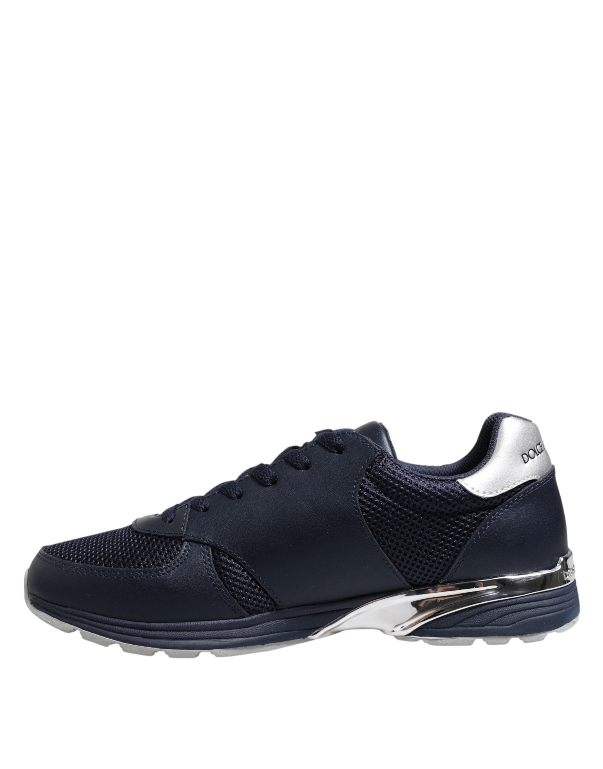 Dolce & Gabbana Blue Leather Logo Low Top Men Sneakers Shoes