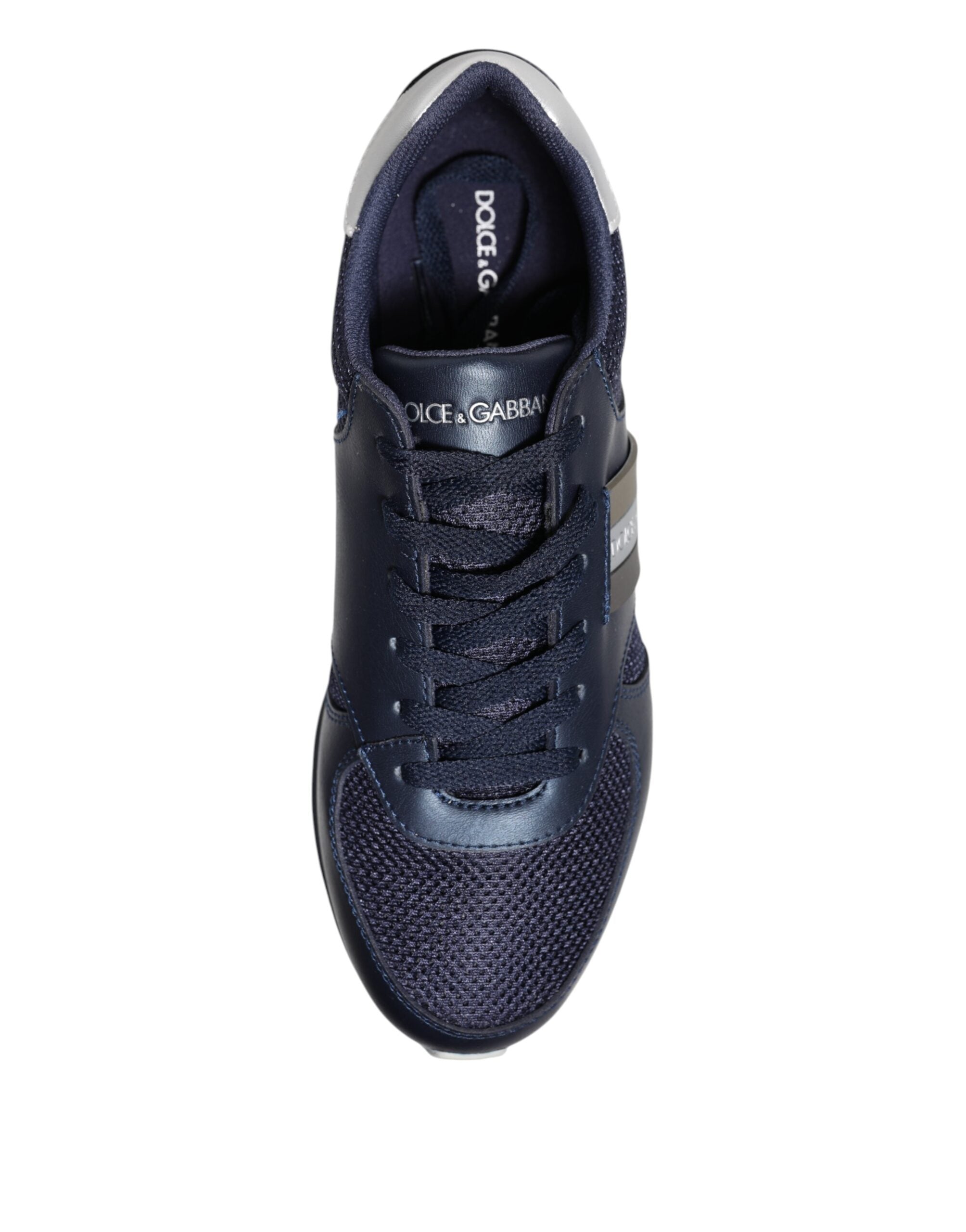 Dolce & Gabbana Blue Leather Logo Low Top Men Sneakers Shoes