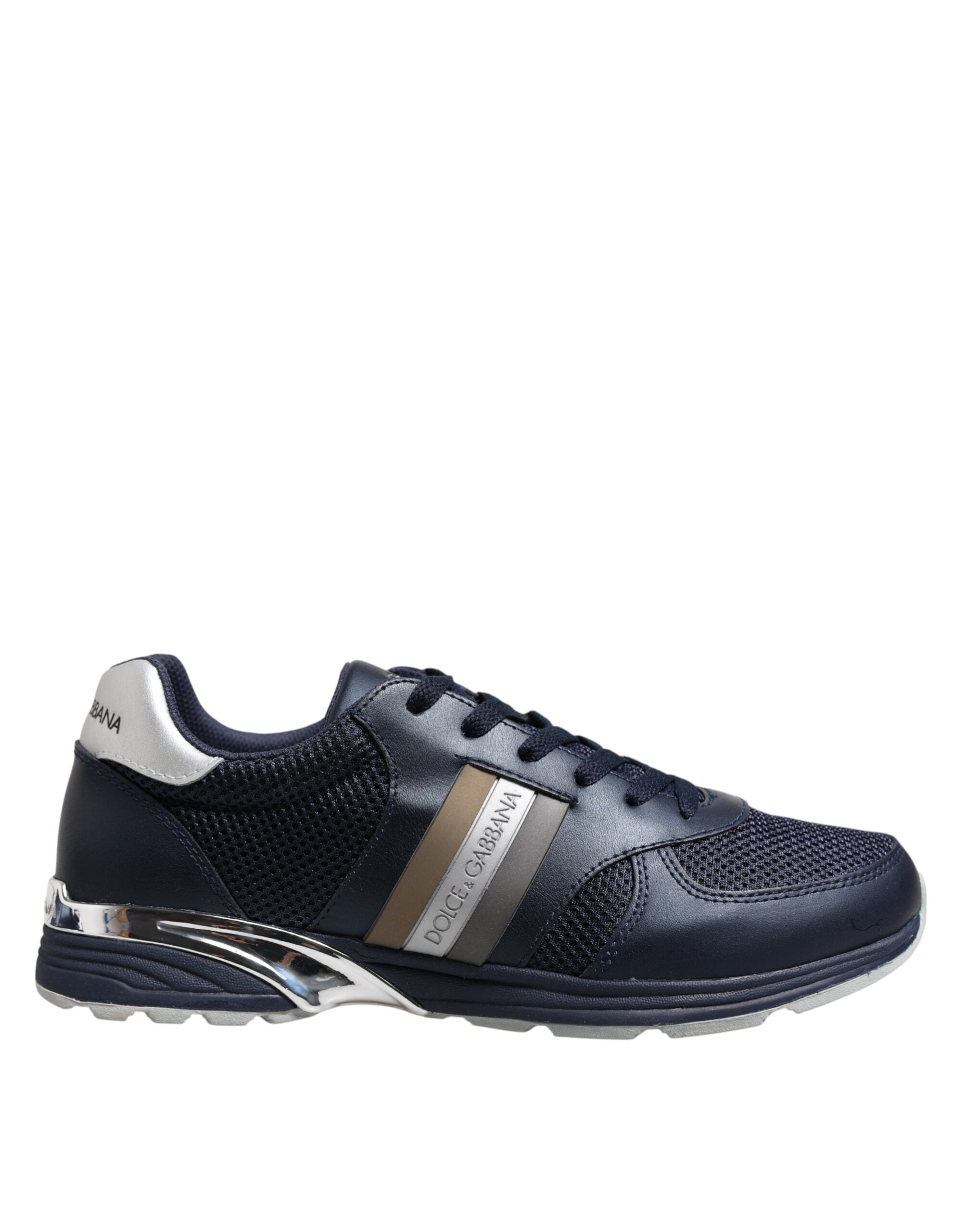 Dolce & Gabbana Blue Leather Logo Low Top Men Sneakers Shoes