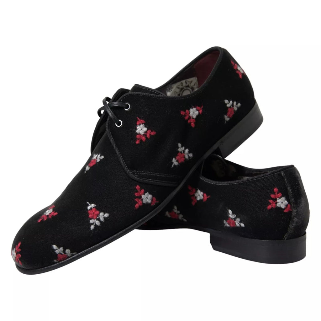 Dolce & Gabbana Black Floral Velvet Formal Dress