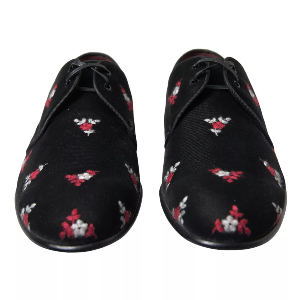 Dolce & Gabbana Black Floral Velvet Formal Dress