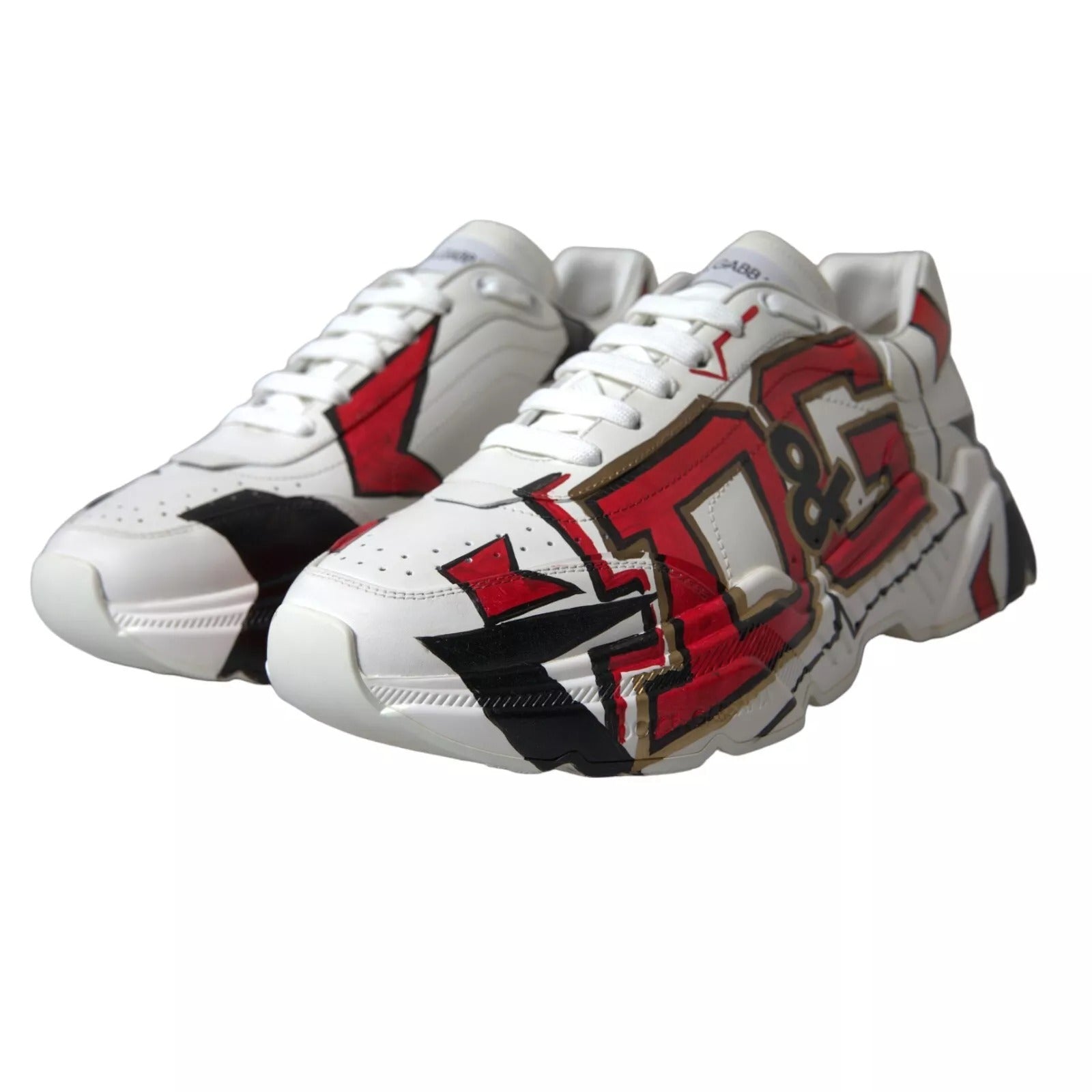 Dolce & Gabbana White Daymaster Hand Painted Sneakers