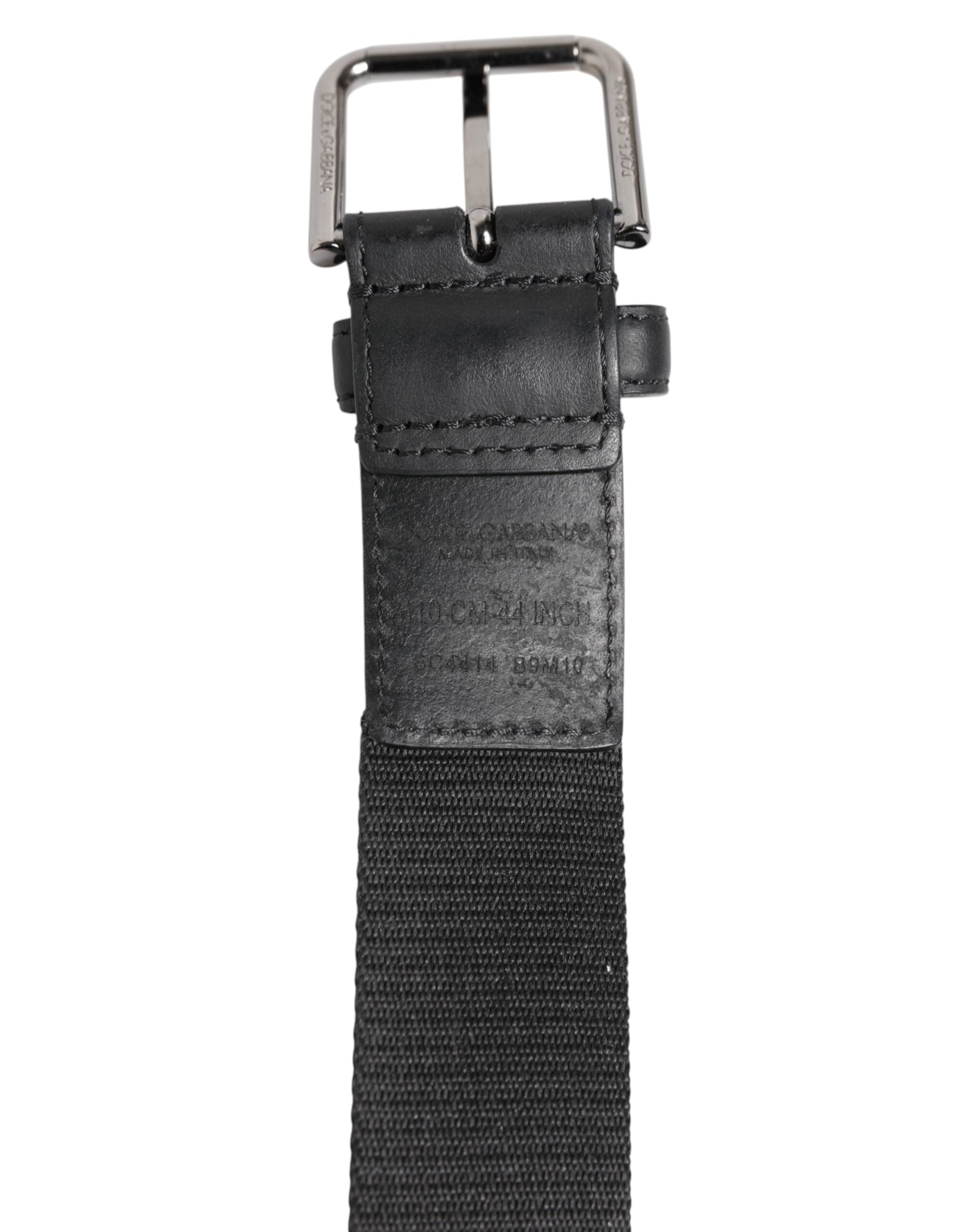 Dolce & Gabbana Black Polyester Leather Metal Buckle Belt