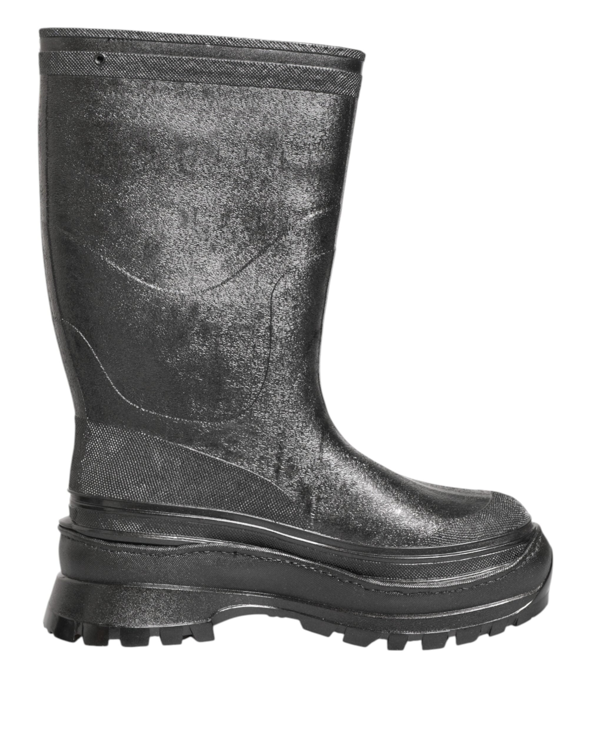 Dolce & Gabbana Metallic Gray Pull On Rain Boots Shoes