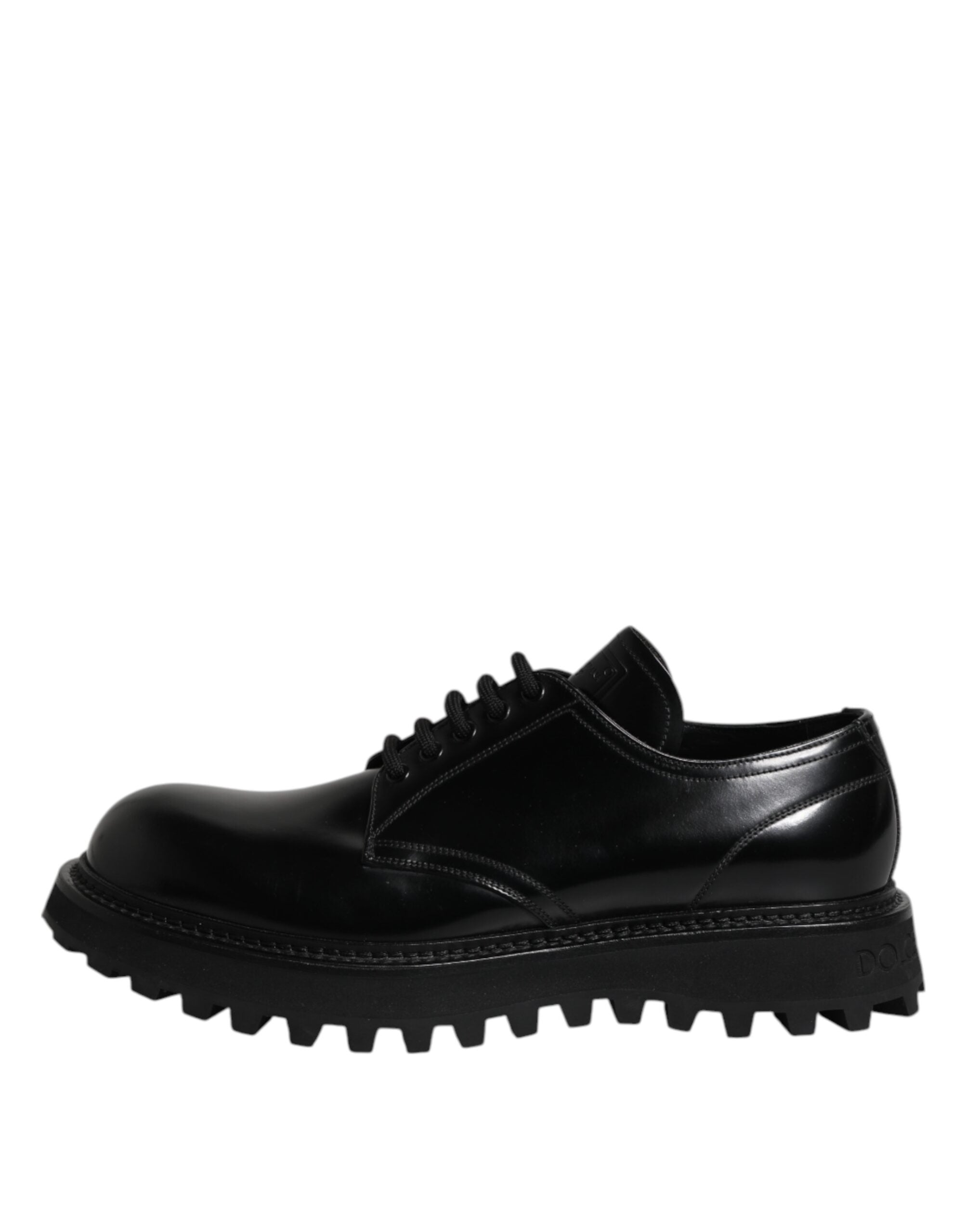 Dolce & Gabbana Black Leather Lace Up Trekking Dress Shoes