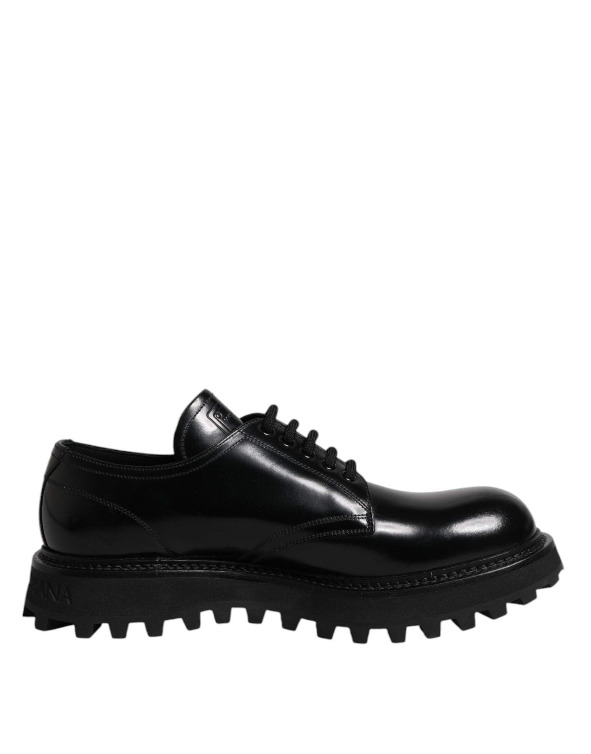Dolce & Gabbana Black Leather Lace Up Trekking Dress Shoes