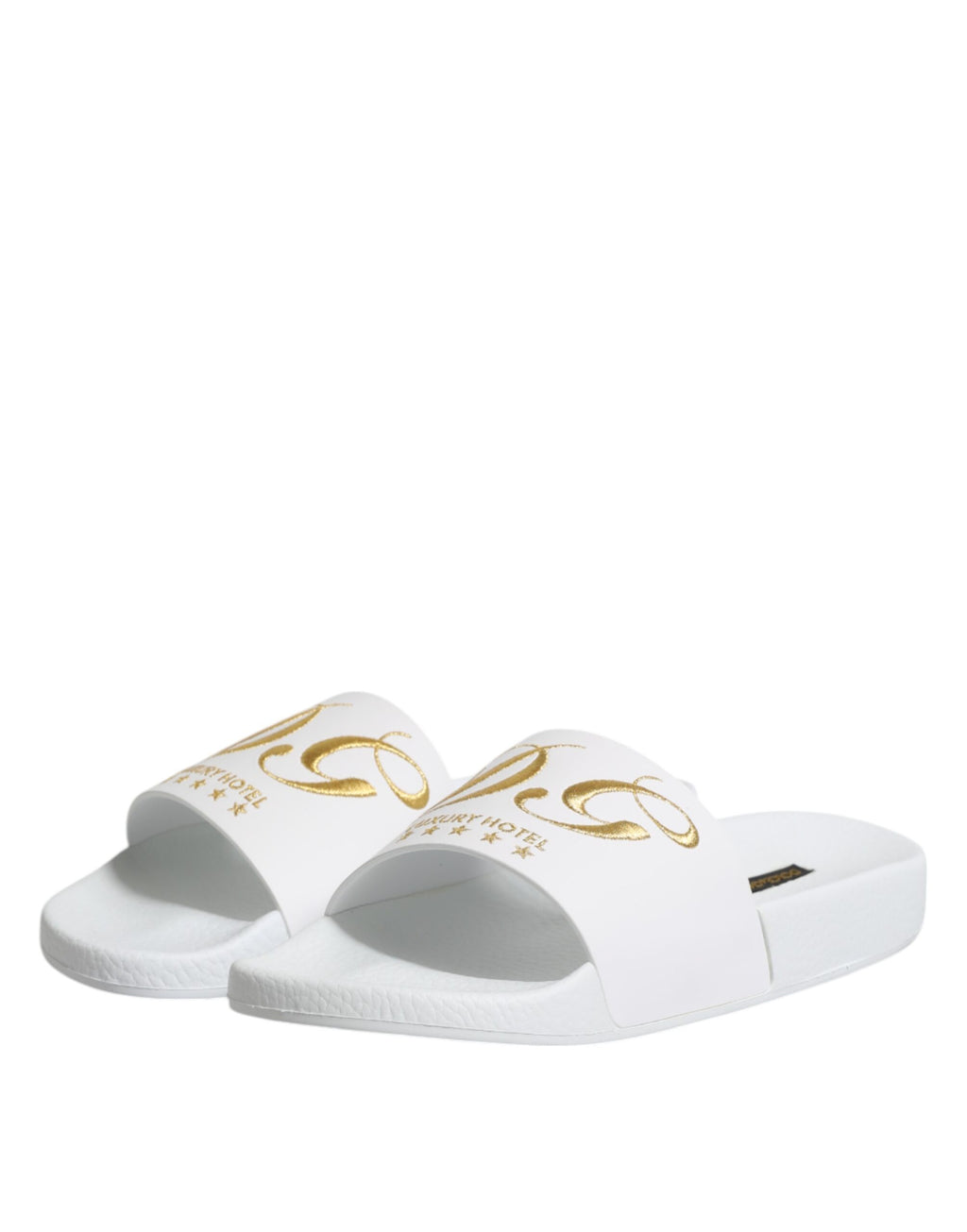 Dolce & Gabbana White Leather Slides Sandals Beachwear Shoes