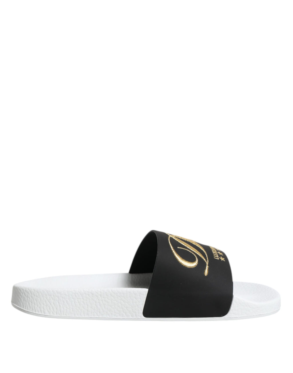 Dolce & Gabbana White Black Leather Sandals Beachwear Shoes