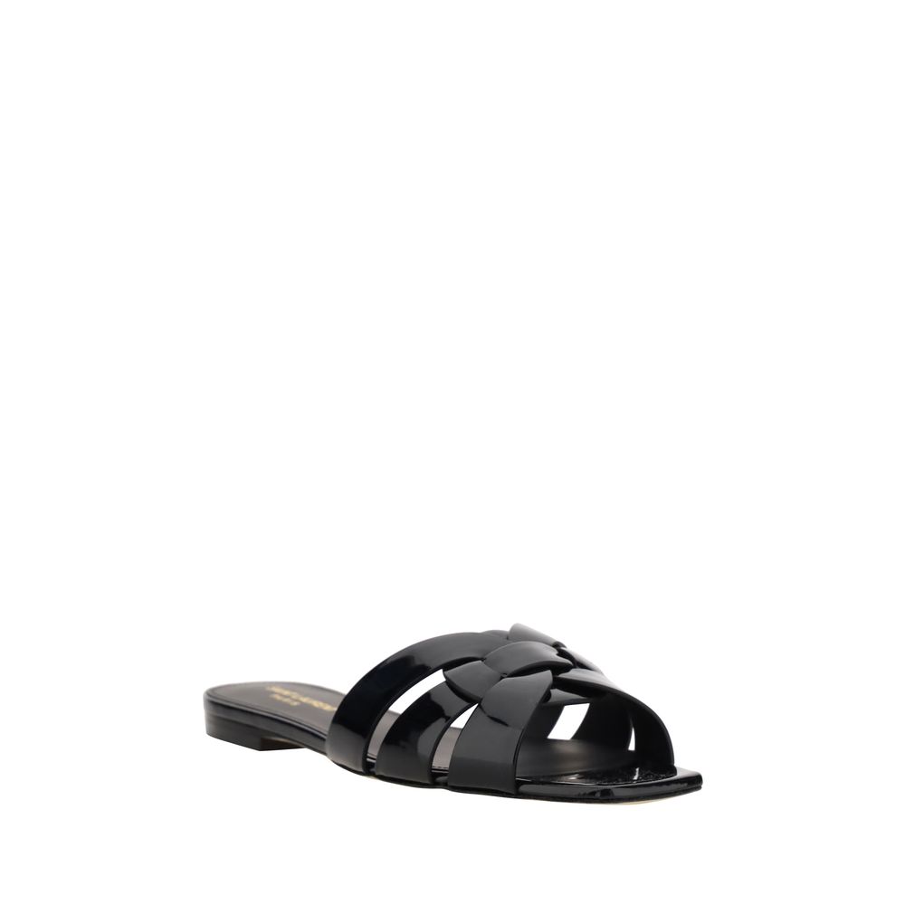 Saint Laurent Black Calf Leather Bos Taurus Sandals