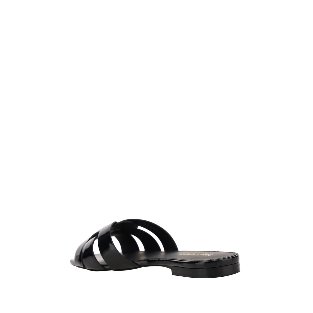 Saint Laurent Black Calf Leather Bos Taurus Sandals